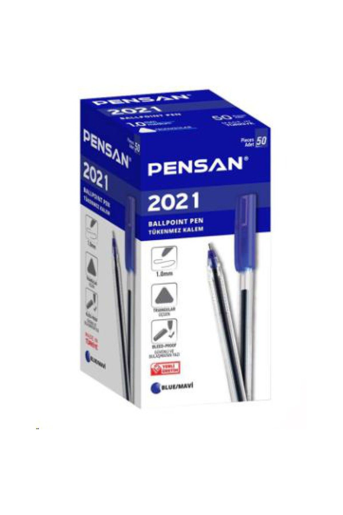 Pensan Tükenmez Kalem Üçgen 50 Li 1.0 Mm Mavi