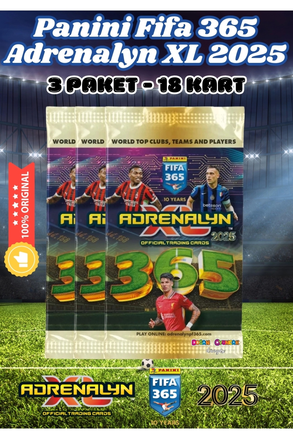 Doğan Oyuncak Dünyası-بطاقة ألعاب Panini FIFA 365 Adrenalyn XL 2025 - 3 عبوات من بطاقات لاعب كرة القدم التجارية 1