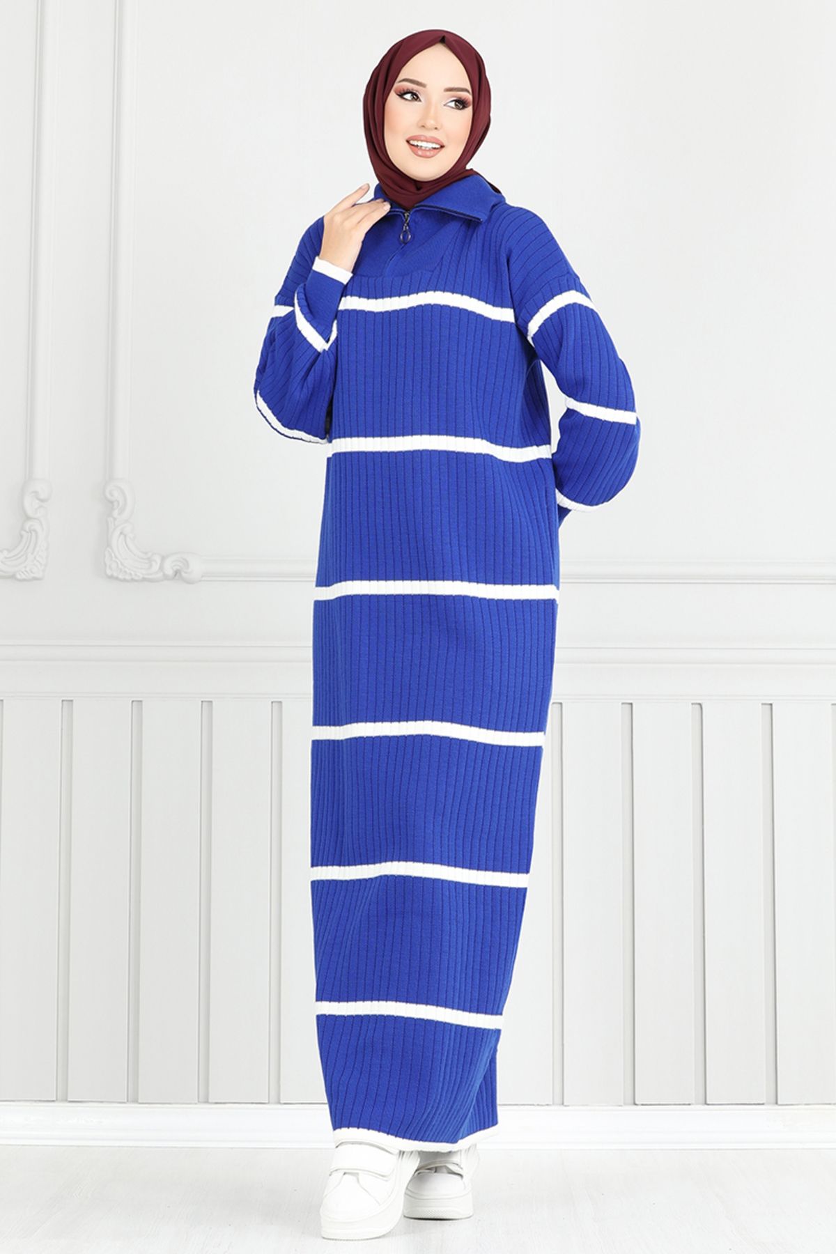 ModaMerve-Half Zipper Knitwear Dress 6013Kln1035-M Saks 1