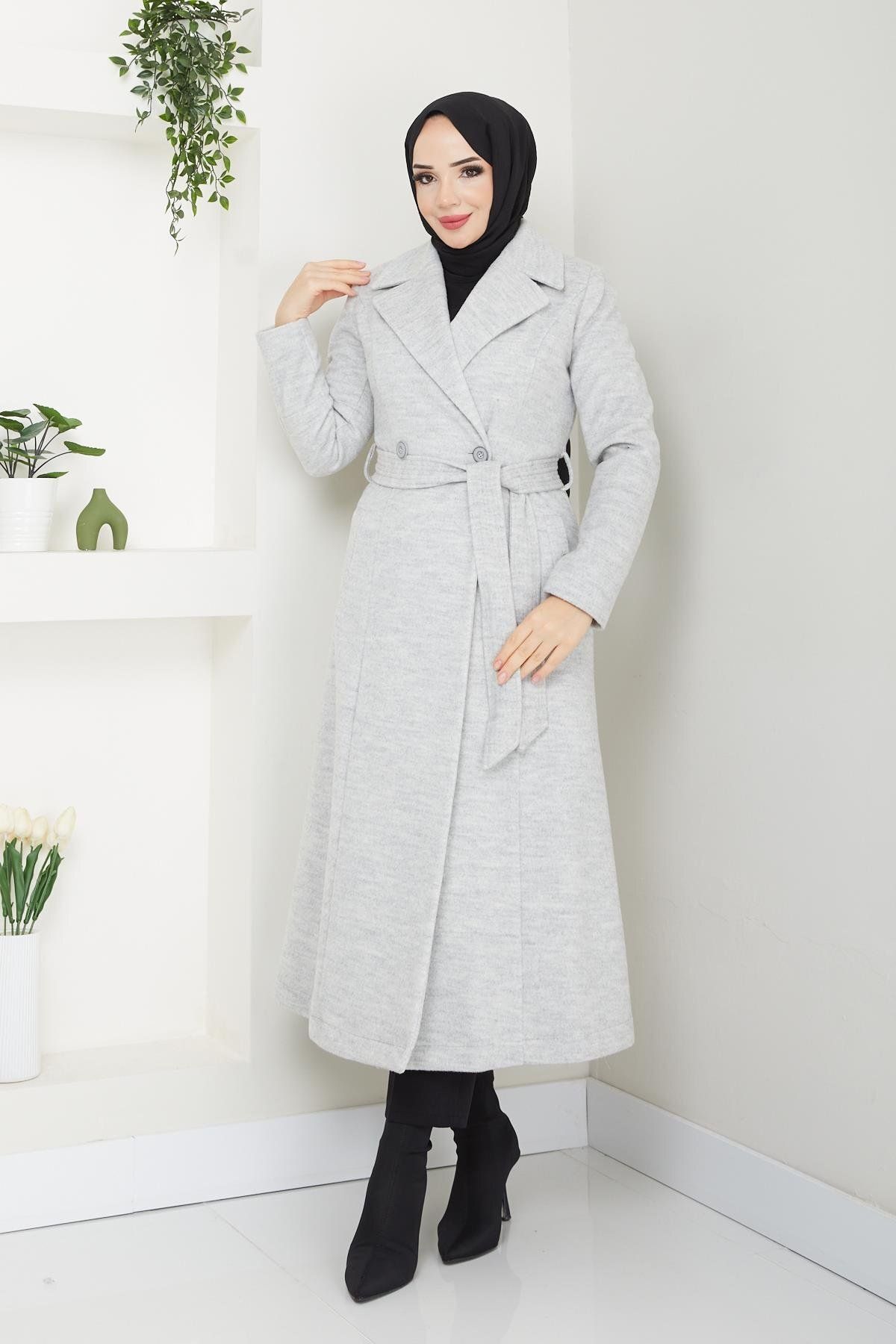 Doque-Thick Wool Fabric Winter Stamped Women's Coat 57019 1