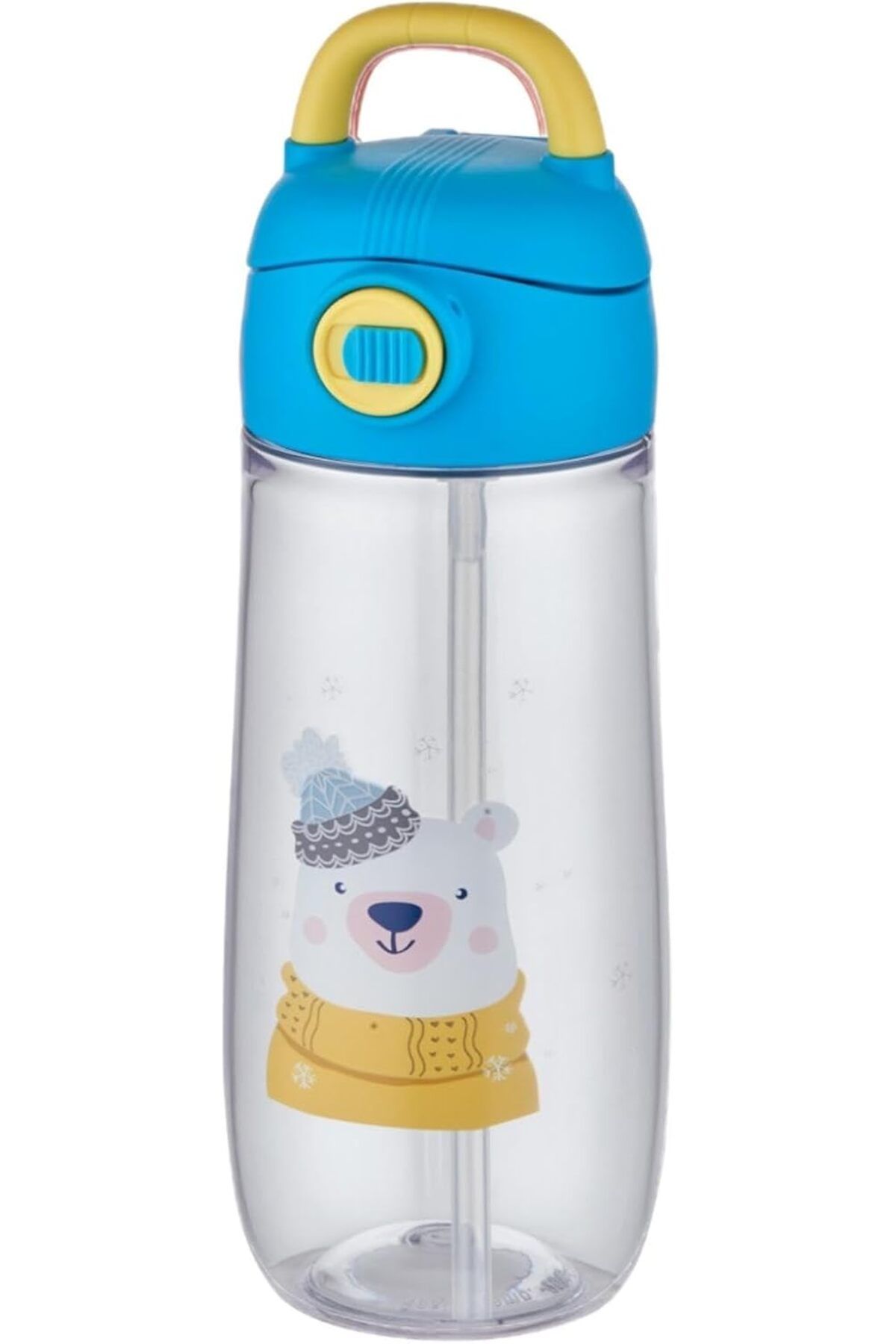 STOREMAX 550 ml Pipetli Desenli Çocuk Su Matarası Kilitli Kapak Taşıma Kulplu trendymx 999662