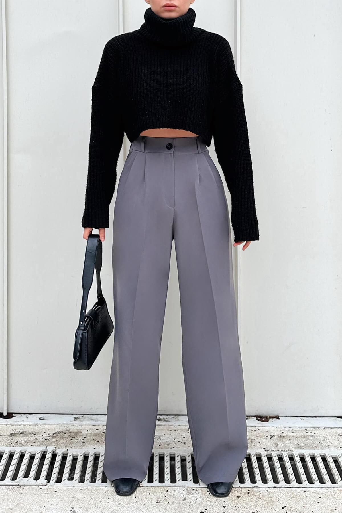 Swist-Pants - Gray - Wide leg 4