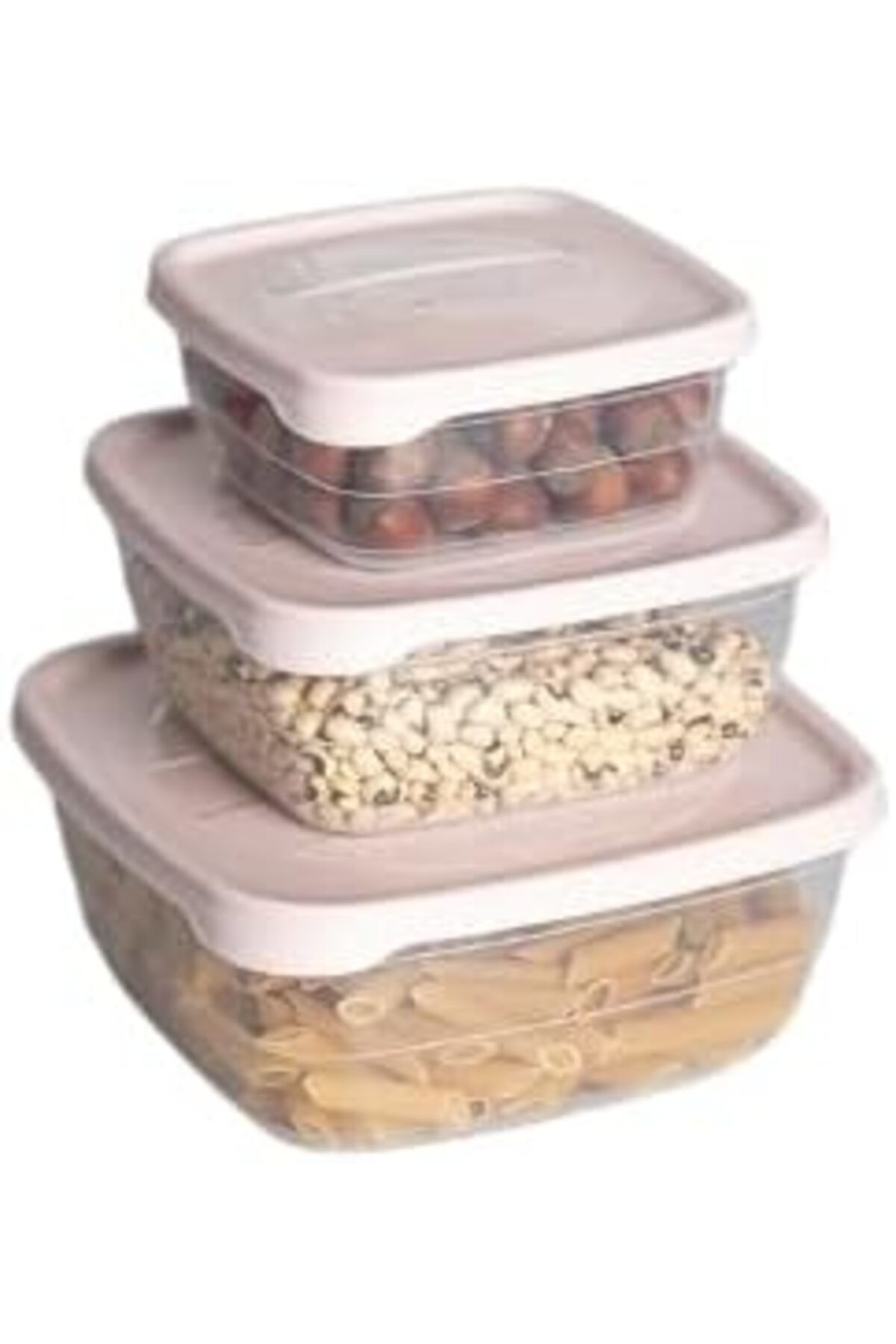 STOREMAX htpshopmx HOME Trend Box Kare Sızdırmaz Kapak Saklama Kabı 3'lü Set Pudra Pembe str http 1092444