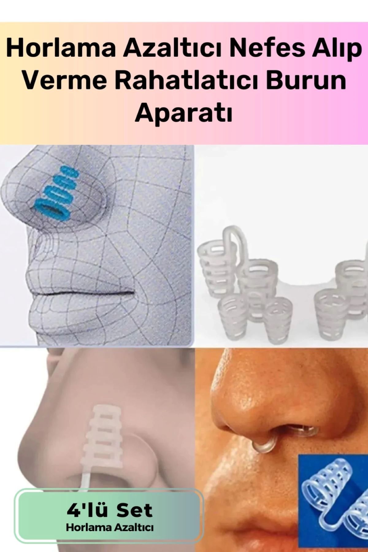 LIONSHİP Horlama Azaltici Nefes Alip Verme Rahatlatici Burun Deli?k Aparati 4'lü Set