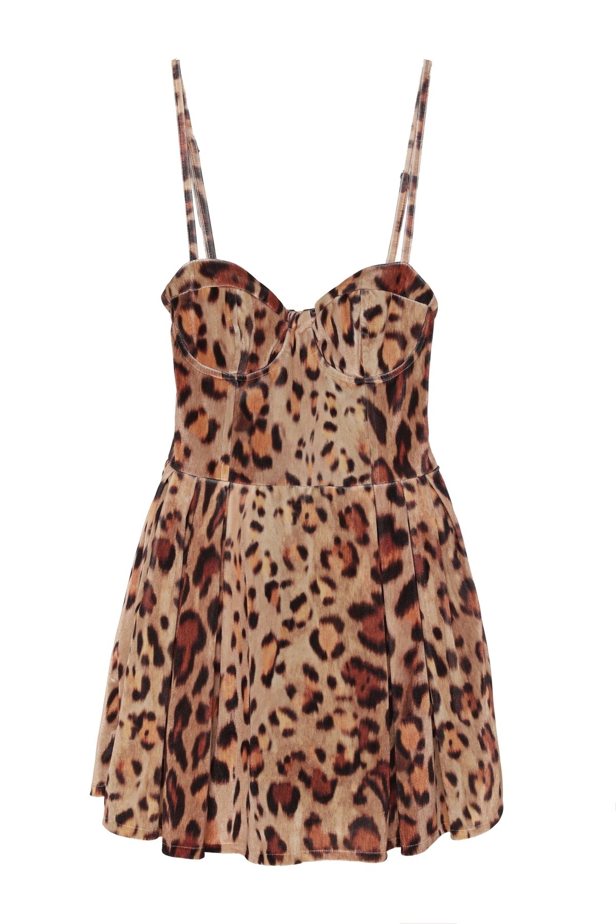 Quzu-Beige Leopard Print Strap Mini Dress 2