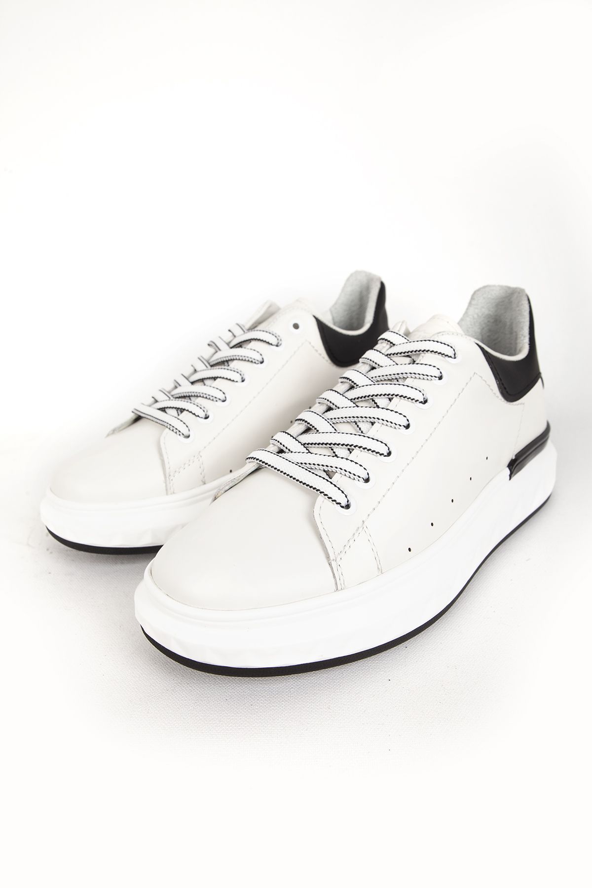 MARCOMEN-Men's Comfortable Casual Shoes - Thick Sole, Lace-up, Genuine Leather, White 19369 5