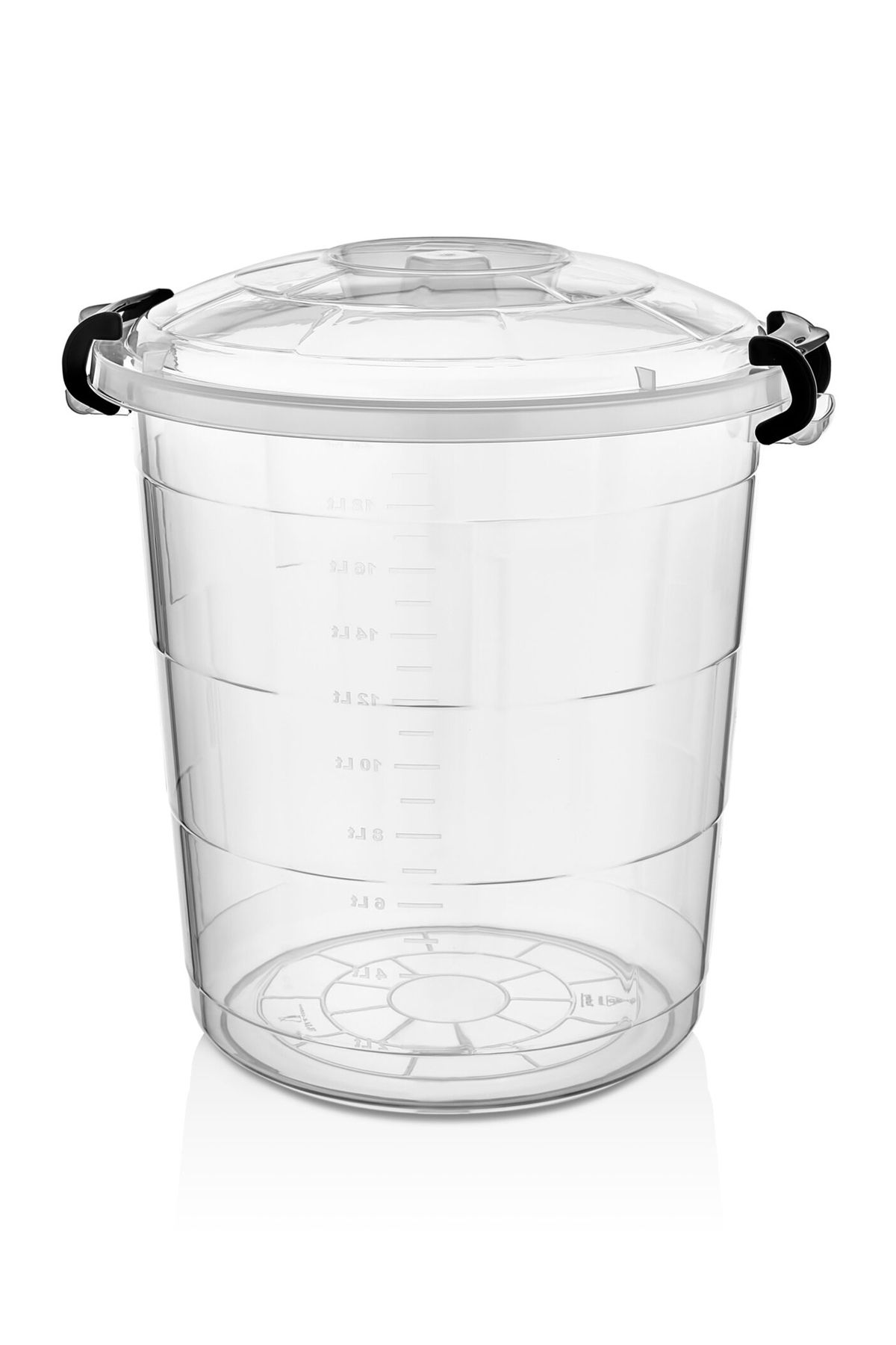 teknotrust 12 Litre Şeffaf Kilitli Plastik Bakliyat Kovası, dayanıklı ve pratik saklama çözümü