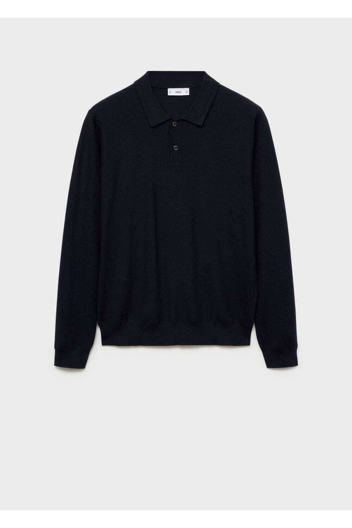 MANGO Man-Tricou polo cu mânecă lungă 3