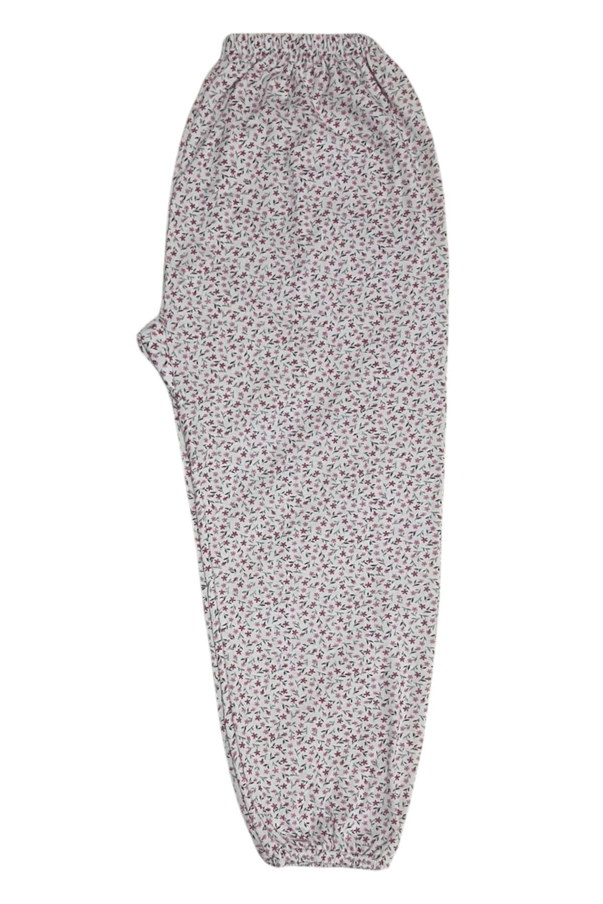 SİERNA Kadın Kışlık Anne Desenli Uzun Beli Lastikli Penye Pijama Altı Bilek Lastikli  Çok Renkli