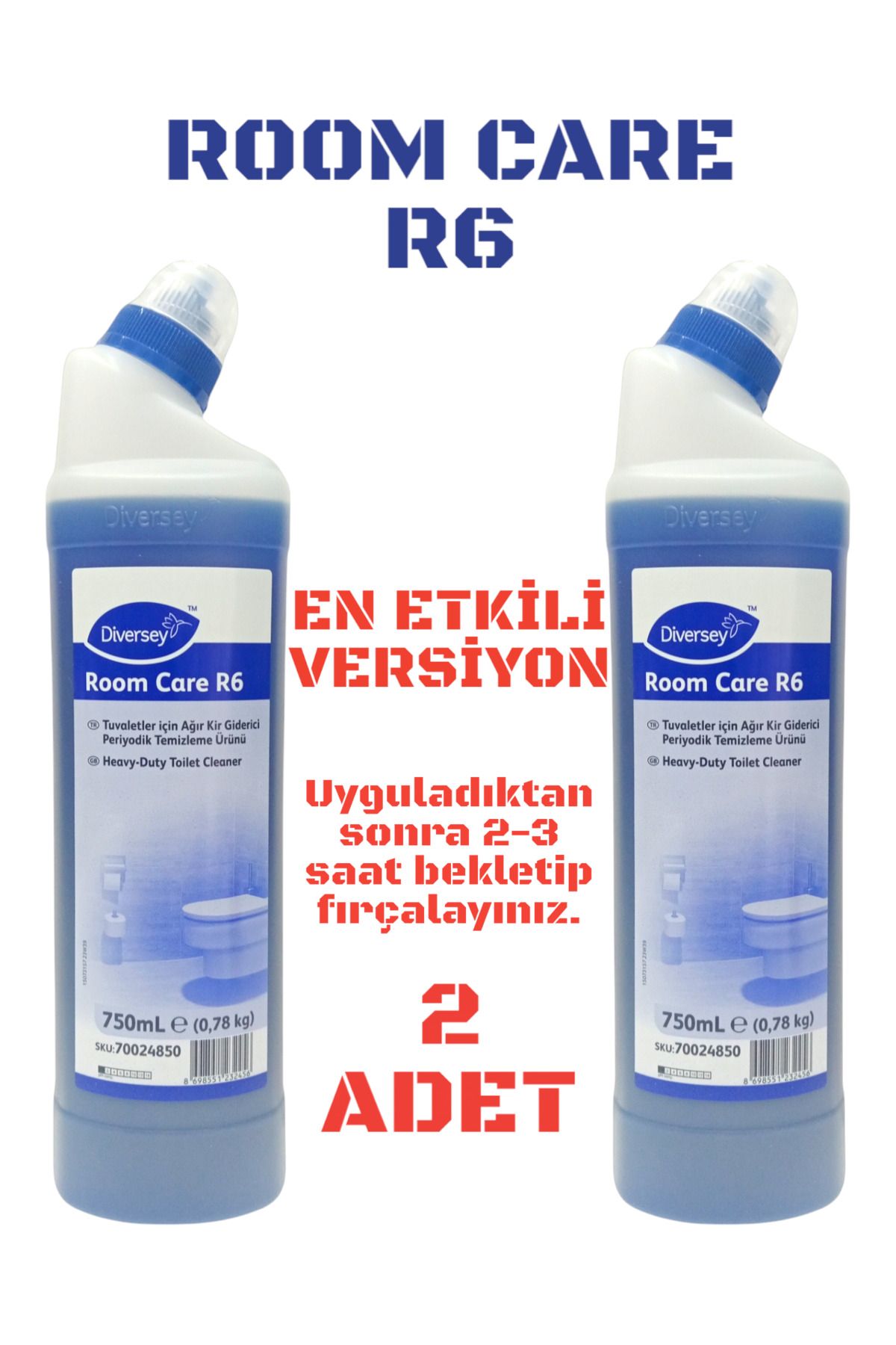 Diversey Room Care R6,(2ADET) Wc Ağır Kir Ve Leke Sökücü,wc Lerde Sararma Ve Kararmalara Karşı En Etkili Ürün