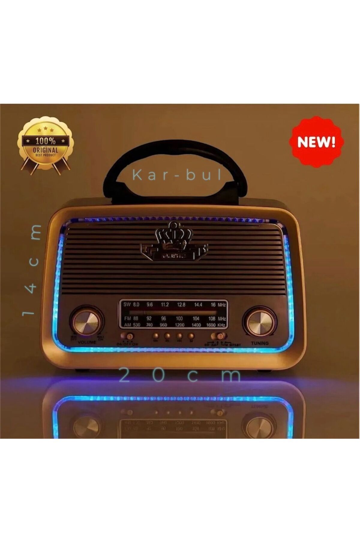 kar-bul Yeni 301 B Nostaljik Görünümlü Bluetoothlu Mp3 Çalar Radyo Müzik Kutusu