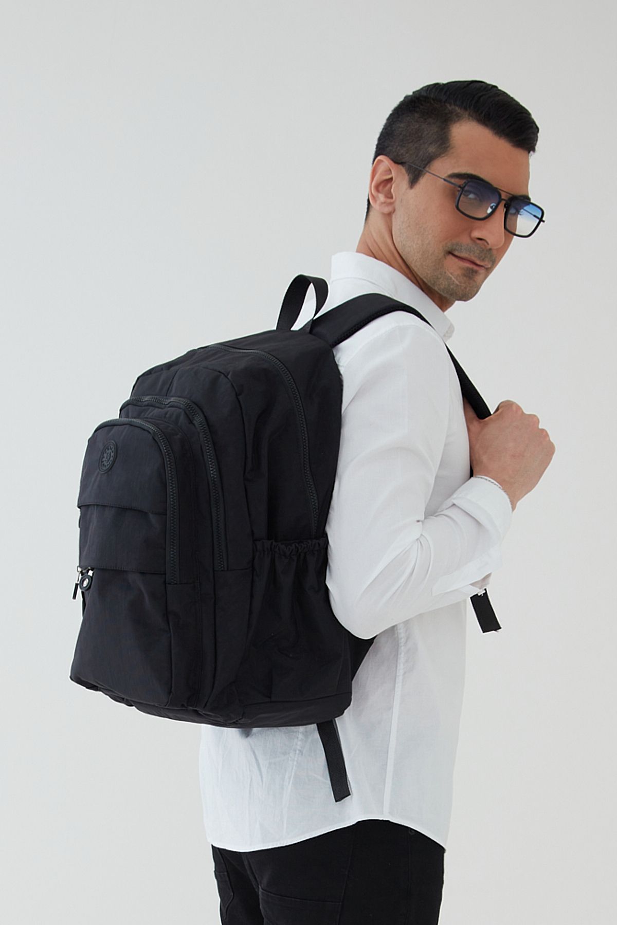 Rosso Collina-Rucsac de călătorie unisex Crinkle Black de dimensiuni mari - Multi-compartiment, hidrofug 5
