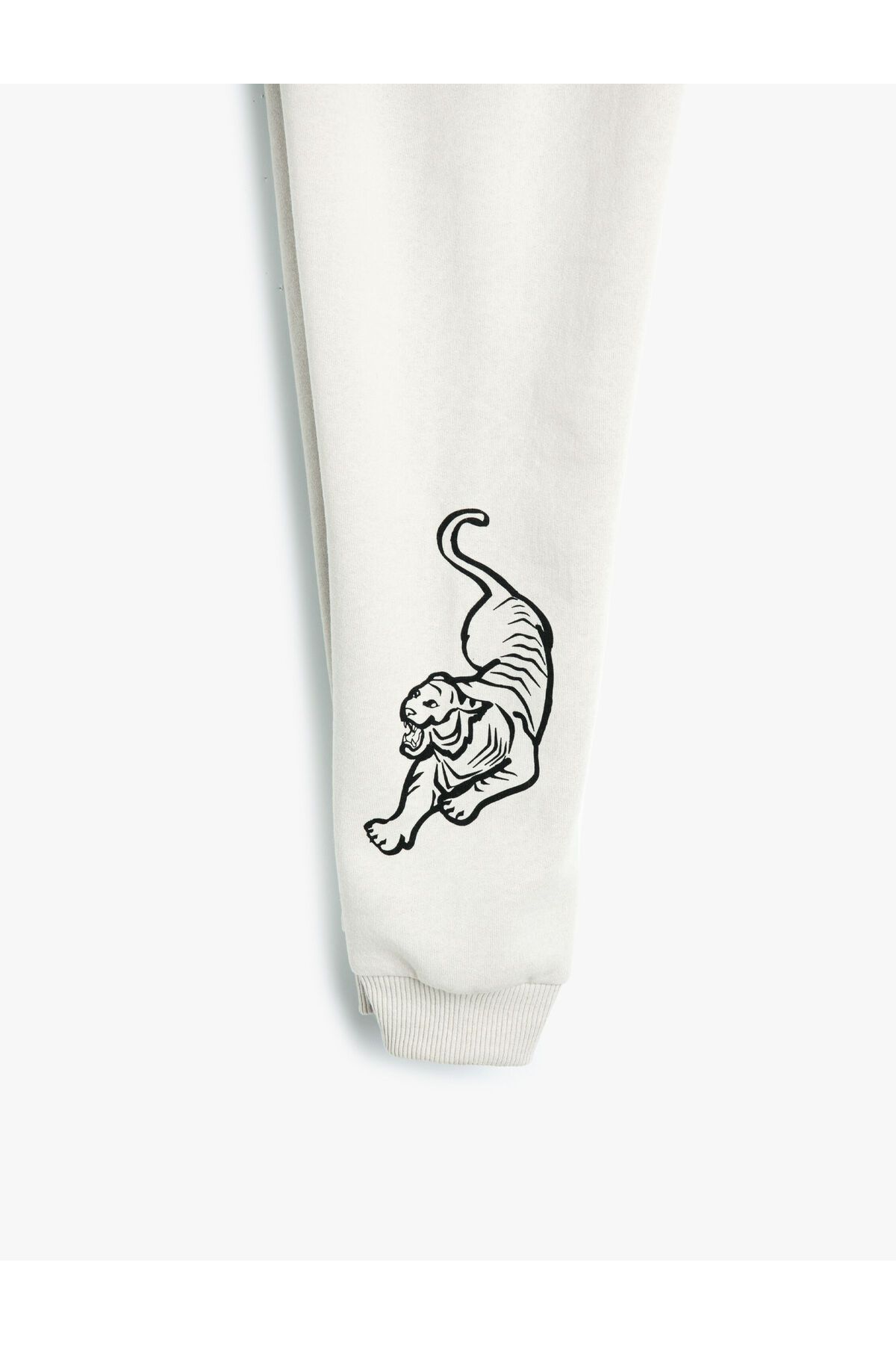 شلوار گرمکن خاکستری مردانه Jogger Sweatcants Tiger Printed Tie Waist Koton