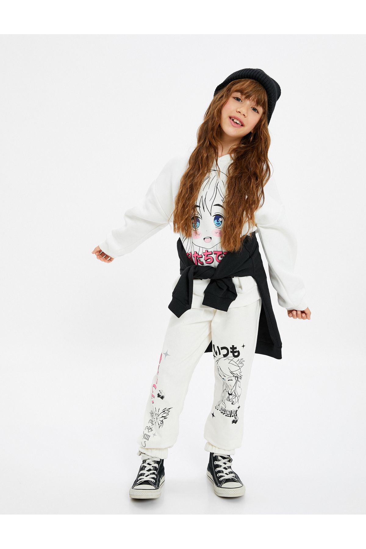 Koton-Japanese Printed Cotton Jogger Sweatpants - with Pockets and Elastic Waist 2