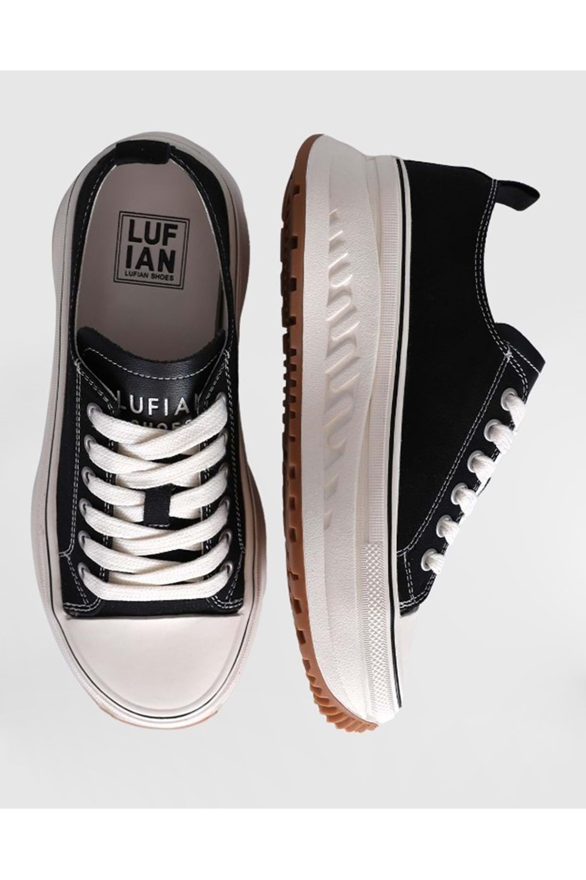 Lufian  121230006 Shay Sneaker Unisex Deri Spor Ayakkabı SİYAH - Görsel 5