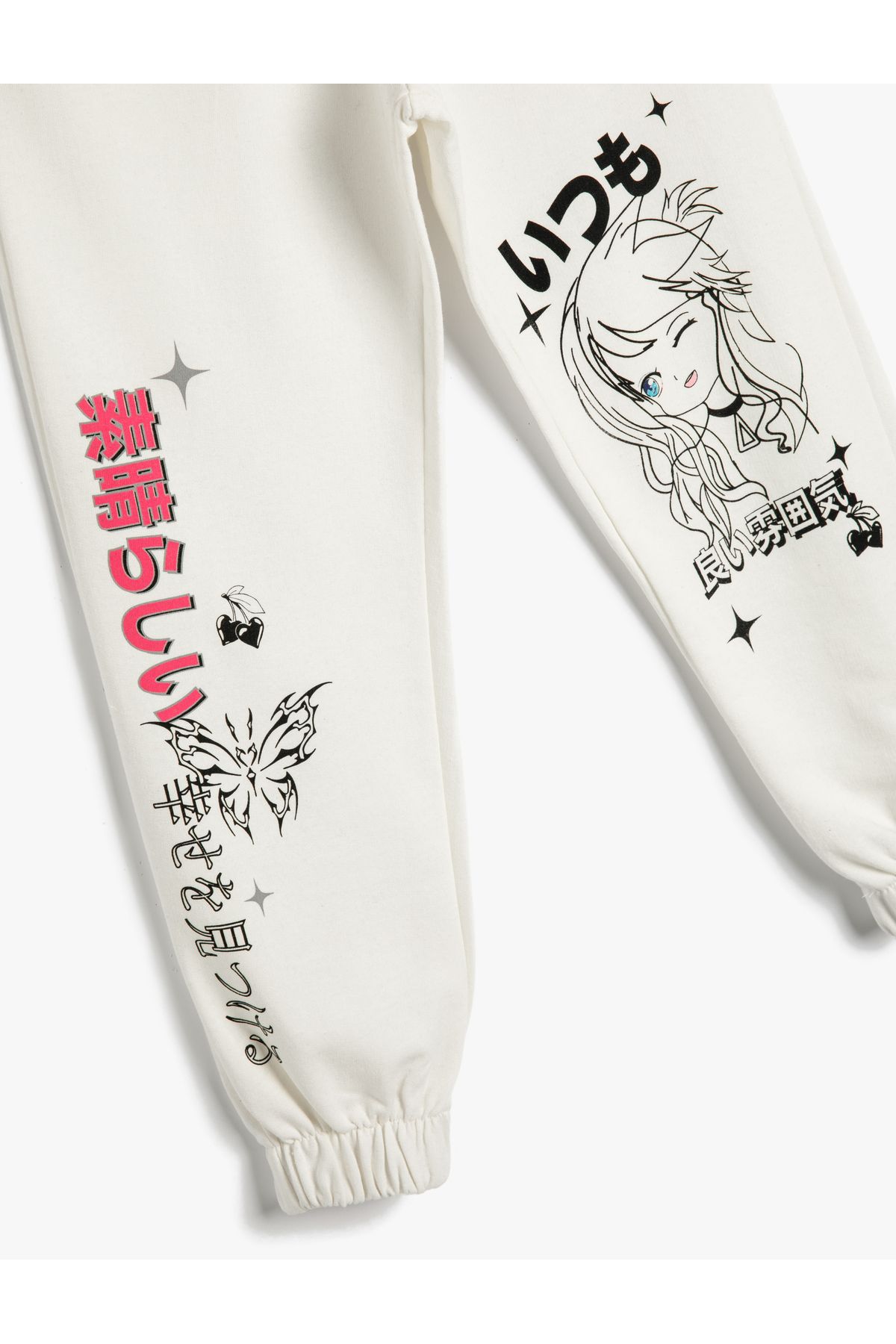 Koton-Japanese Printed Cotton Jogger Sweatpants - with Pockets and Elastic Waist 5