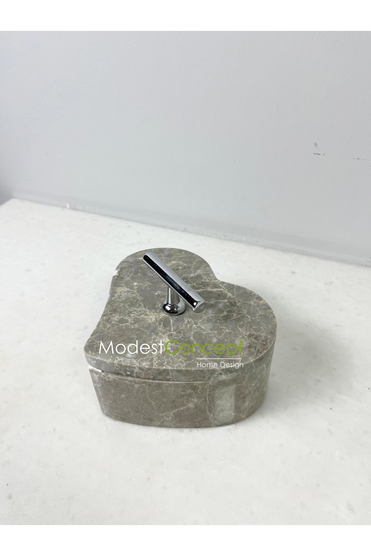 Modestmar-Gray Marble Heart Bowl Silver Handle 8