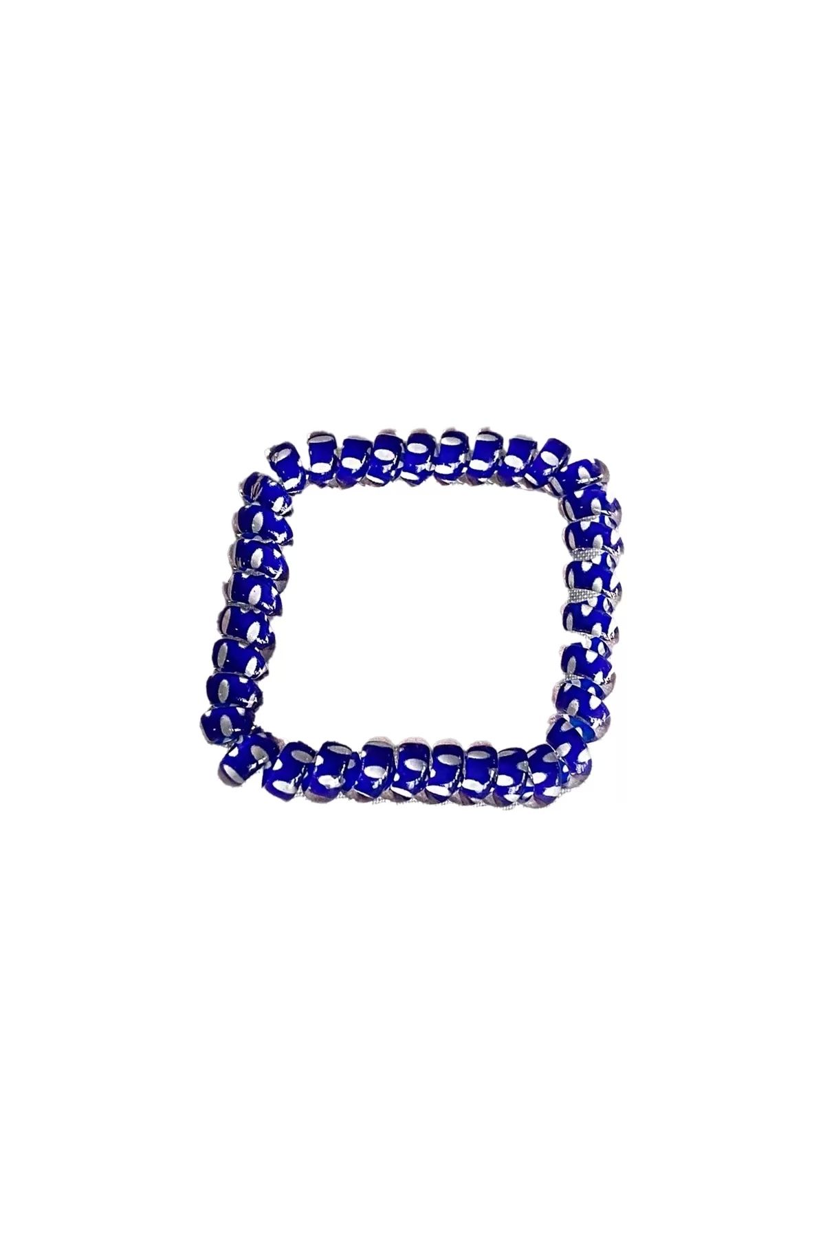 little Luv-Navy Blue Color Polka Dot Spiral Rubber Buckle 1