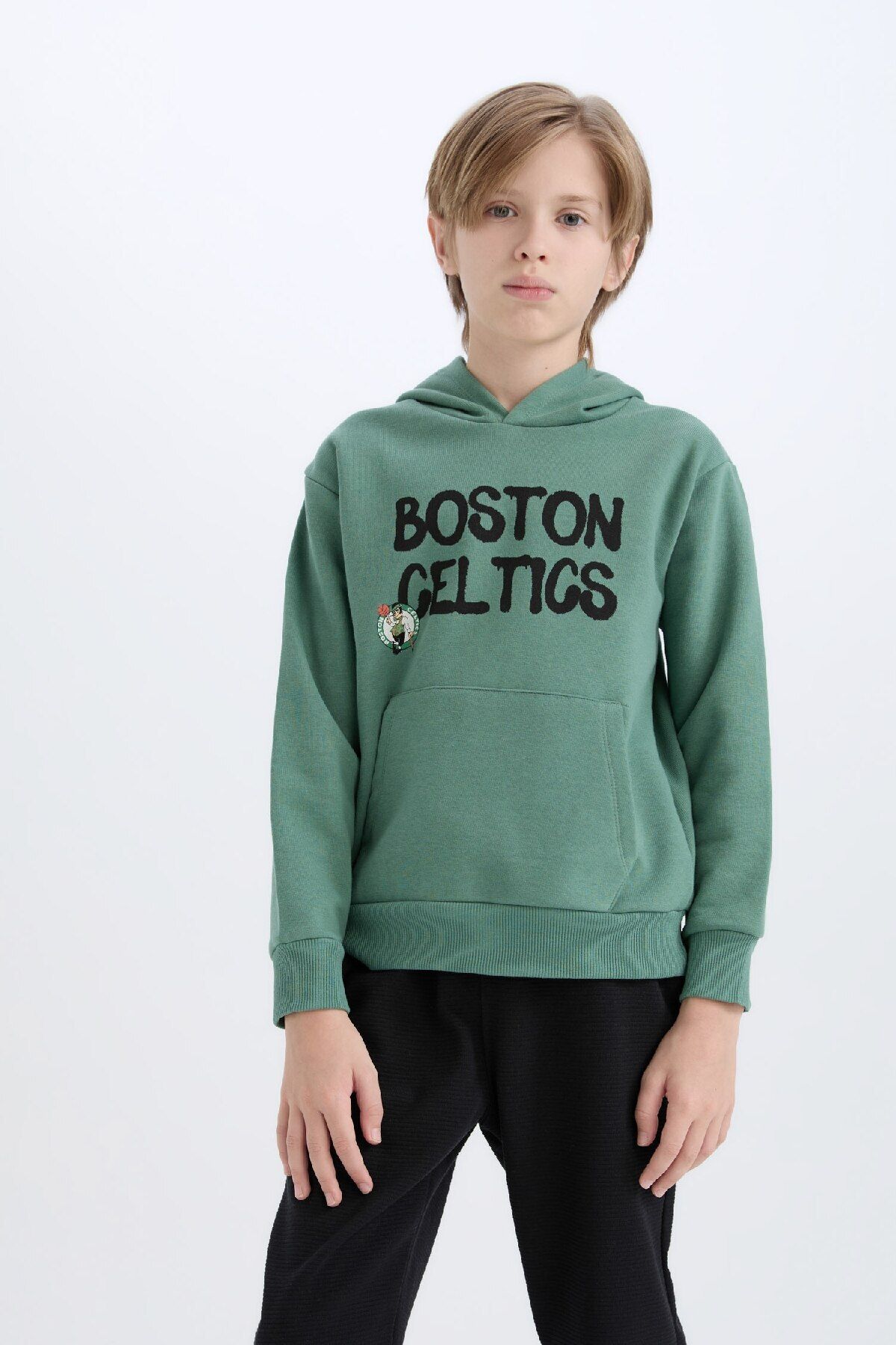 DeFacto-Boys Nba Boston Celtics Sweatshirt - Hoodie and Soft Feather D8020A824Wn 4