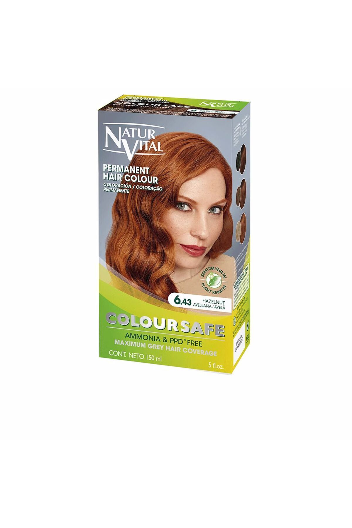 Natur Vital-Coloursafe Tinte Permanente #6.43-avellana 150 ml 1