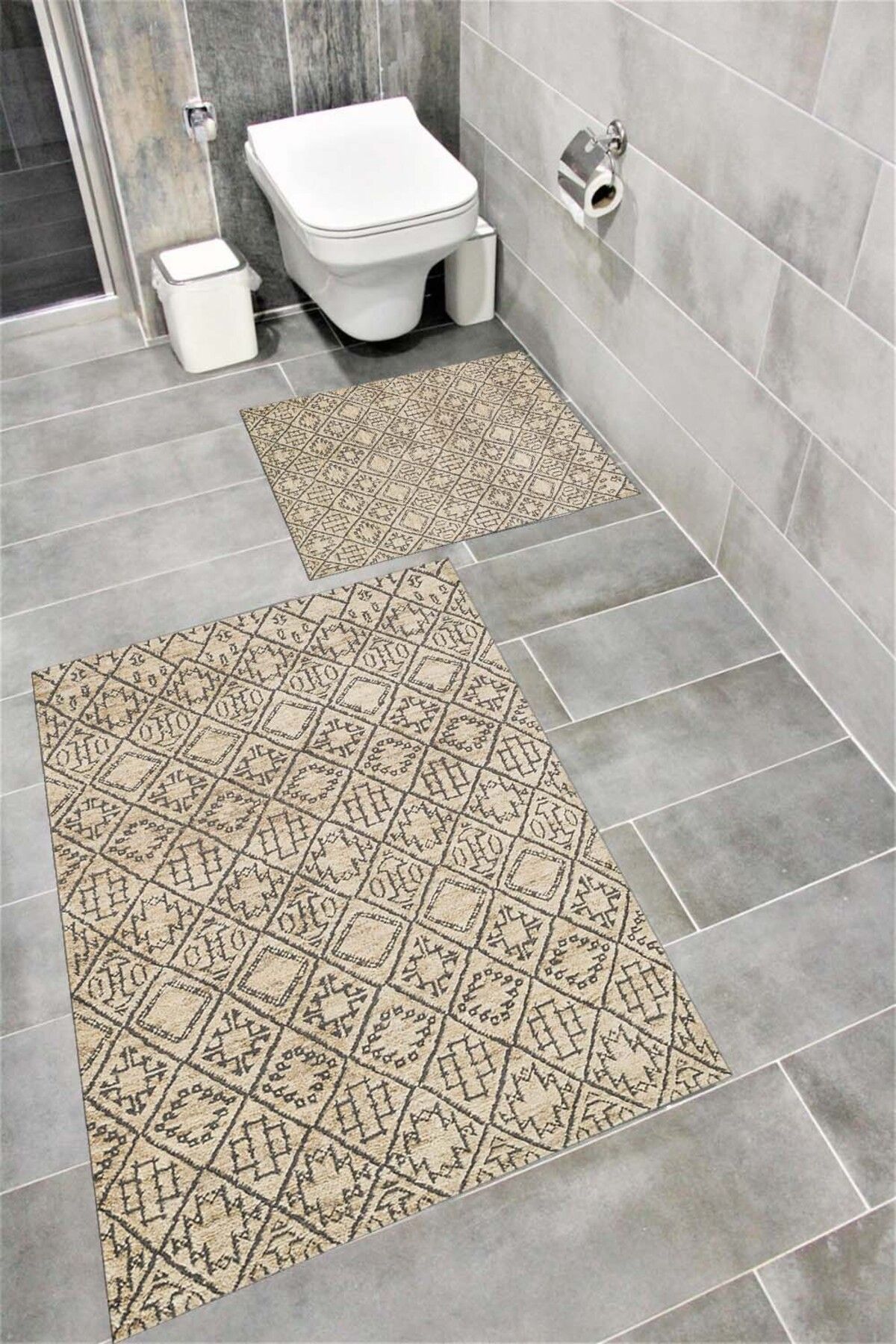 Bordo Halı Su Emici Yumuşak Kaymaz Taban Sünger Dolgulu Yıkanabilir Dekoratif Banyo Paspası-1230