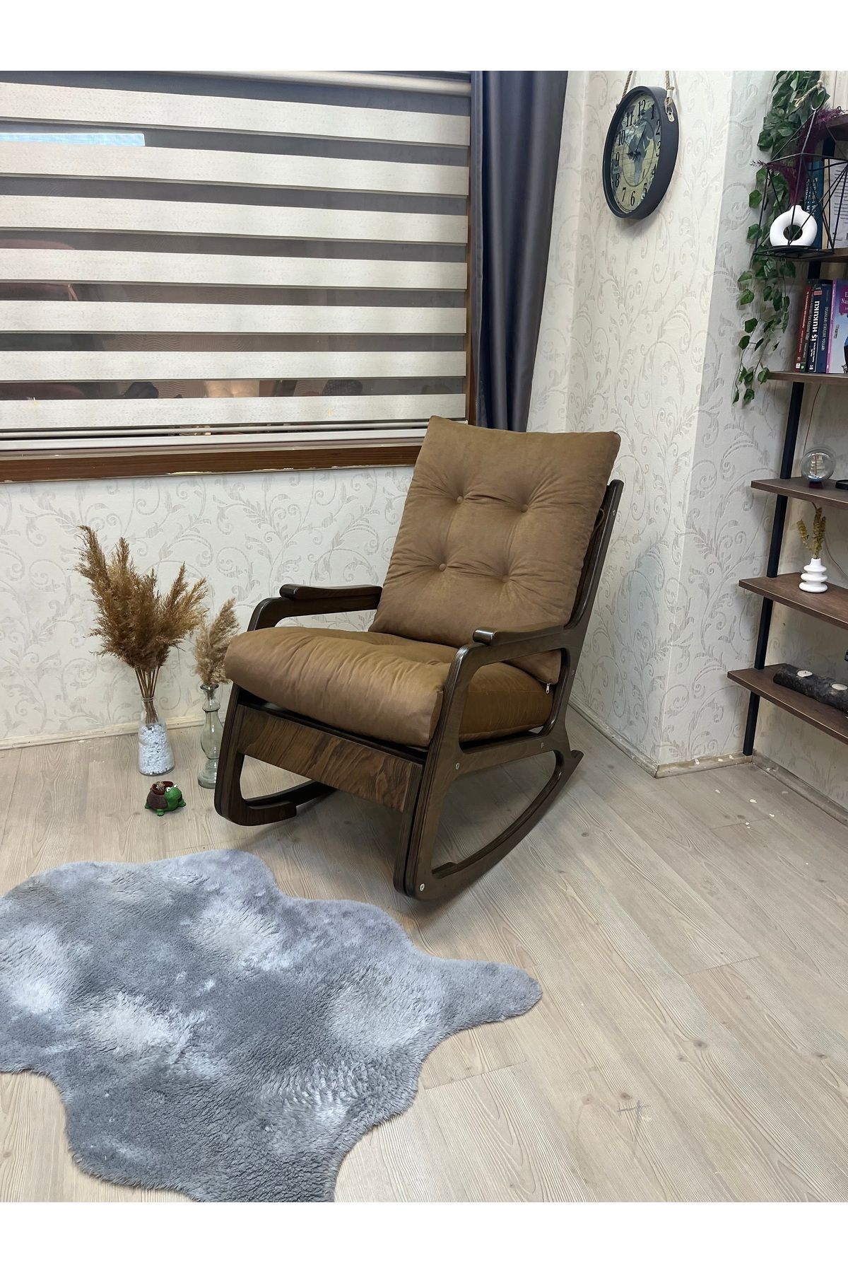 Asedia Kontes Kahverengi Sallanan Sandalye Sallanan Koltuk Baba Koltuğu Okuma Koltuğu