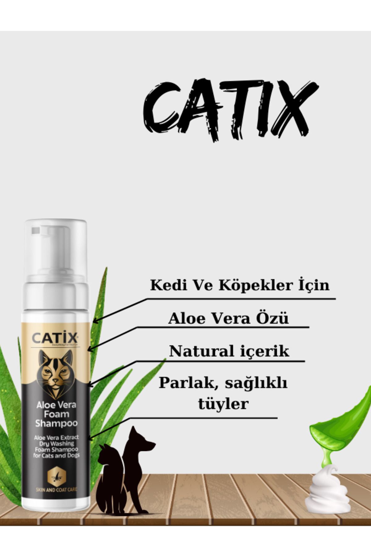 CATİX-Aloe Vera and Wheat Extract Foam Shampoo 200 Ml 2
