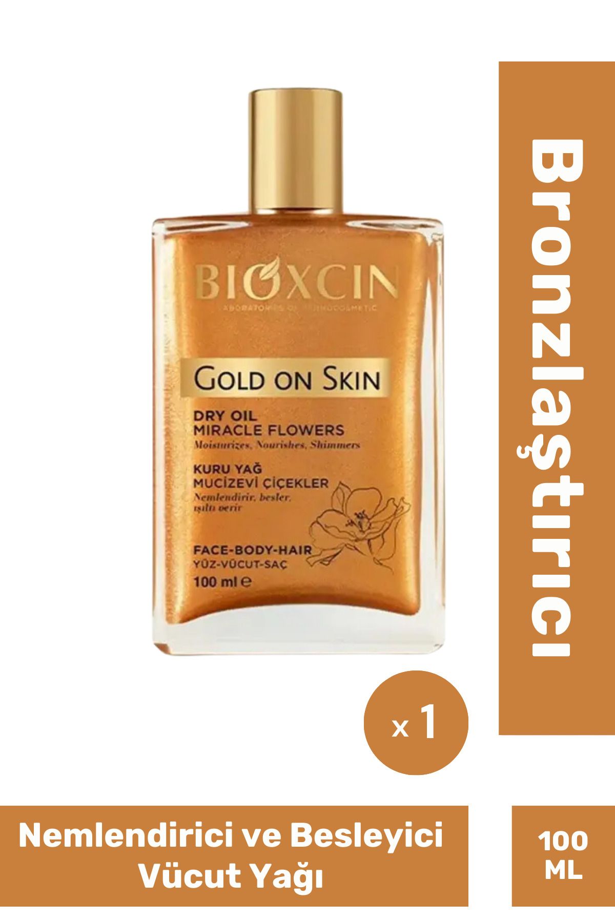 Fit1001 Gold on Skin Mucizevi Çiçek Yağları Nemlendirici Besleyici Kuru Yağ 100 ml