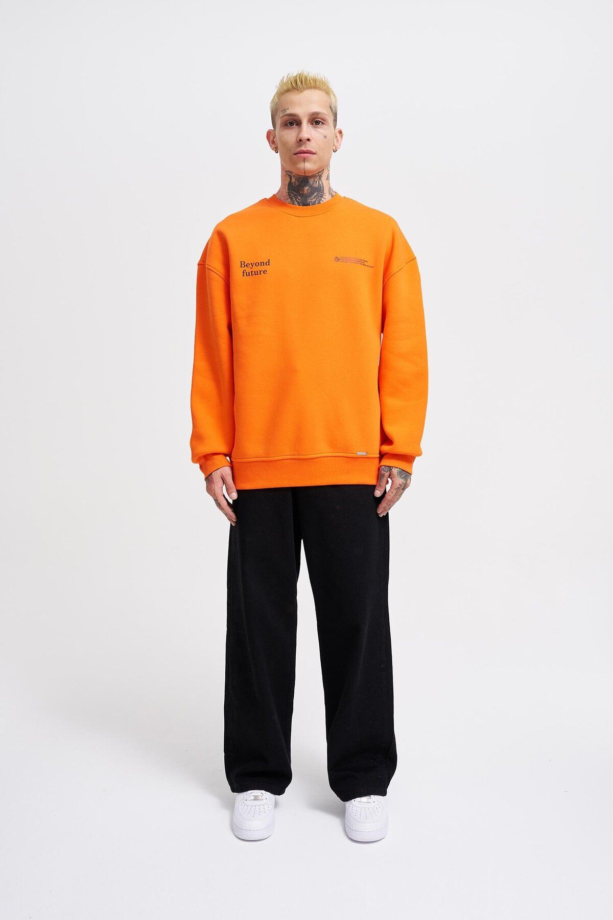 Machinist-Men's Smoking Kill Printed Oversize Orange Sweatshirt 5