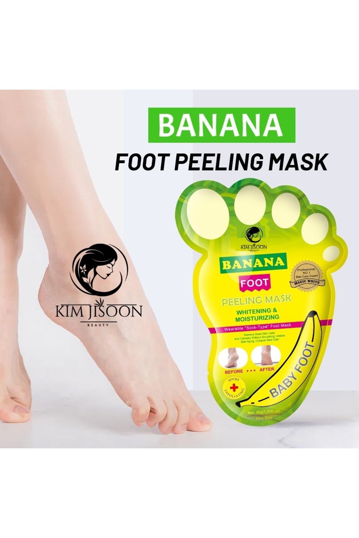 KIMJISOON Premium Professional Muz Aromalı Soyulabilen Çorap Tipi Ayak Peeling Maskesi