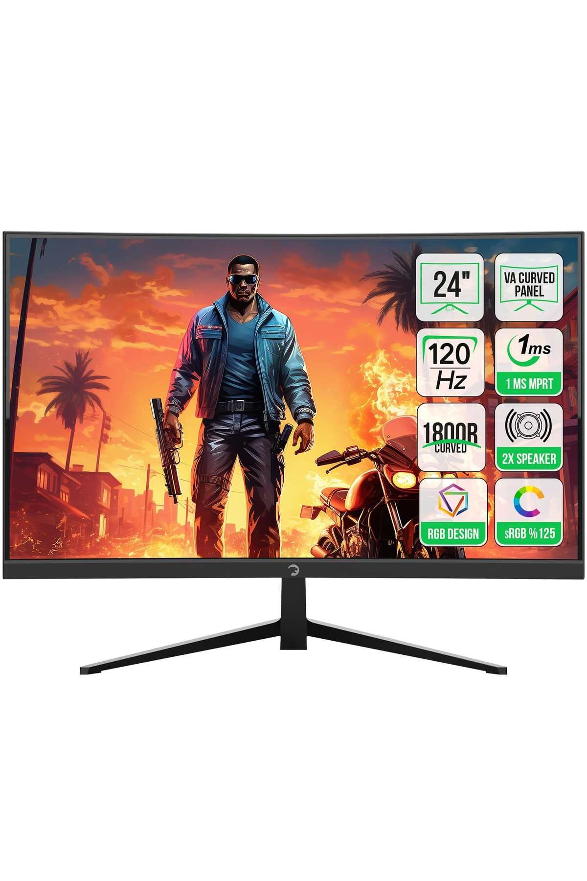 GamePower Vivid F10 24" Curved Va Rgb 120hz 1ms Fhd 2x2w Gaming Monitor (SIFIR ÖLÜ PİKSEL GARANTİLİ)