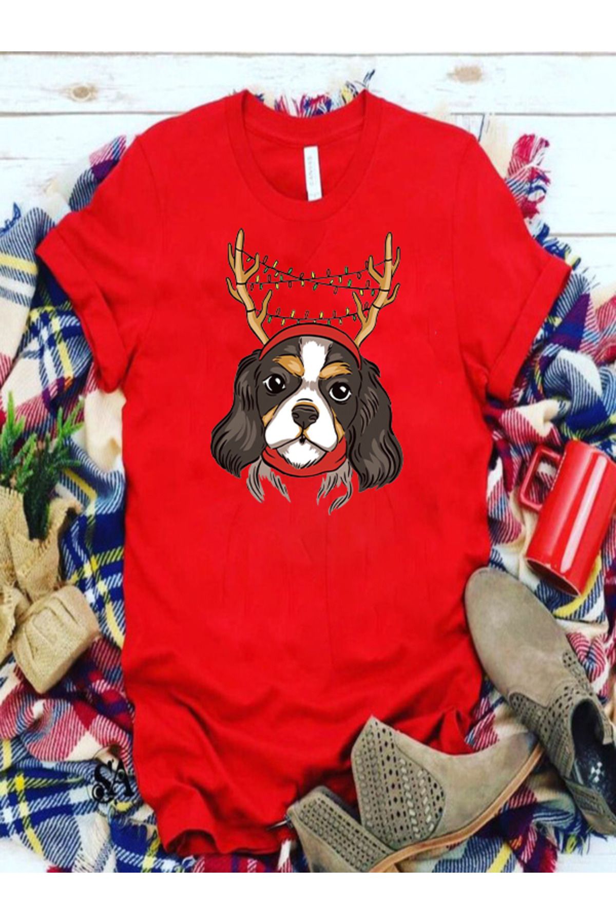 Pisa Art Yılbaşı Yeniyıl Noel Temalı Kırmızı Serisi Unisex Özel Tasarım T-Shirt