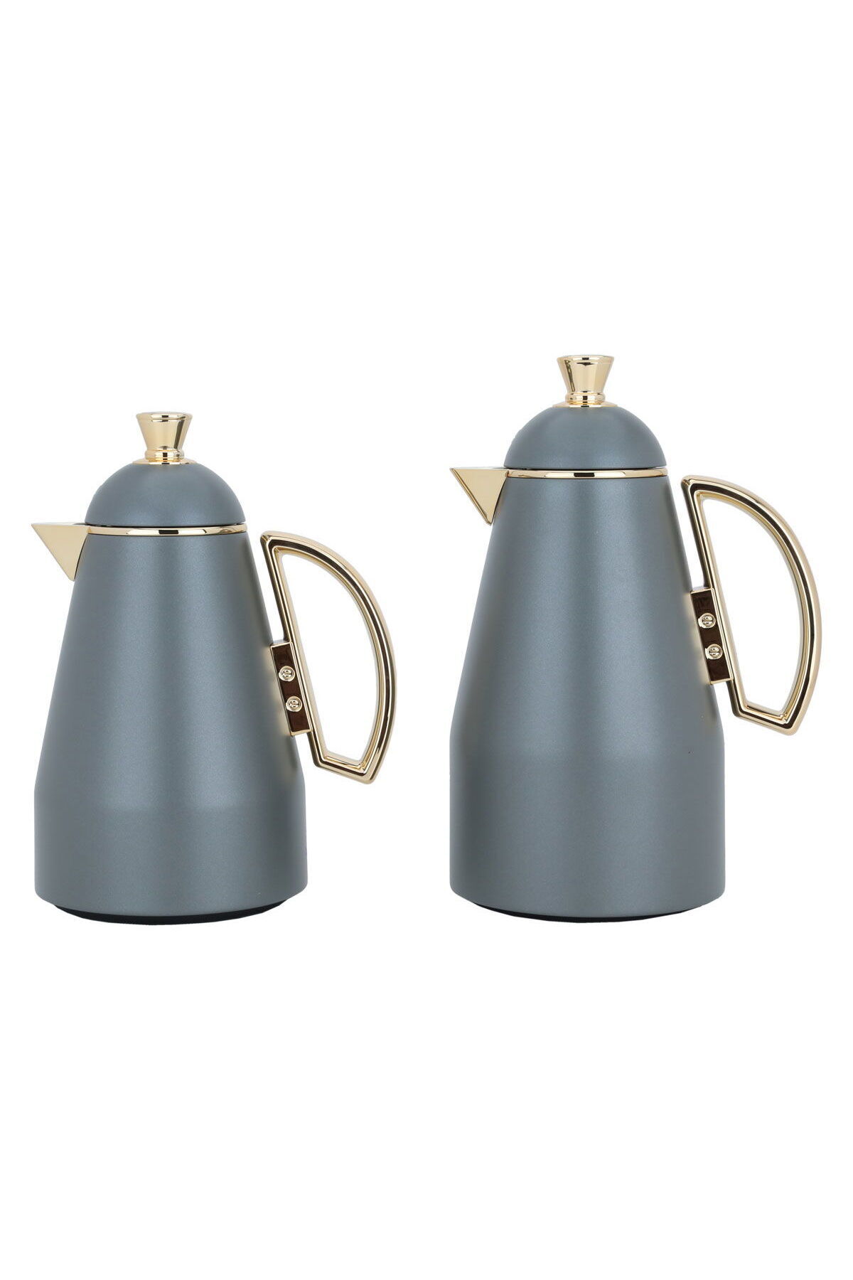 Alsaif Gallery-Ruwayda Dark Gray Thermos Set With Golden Handle, Two Pieces 3