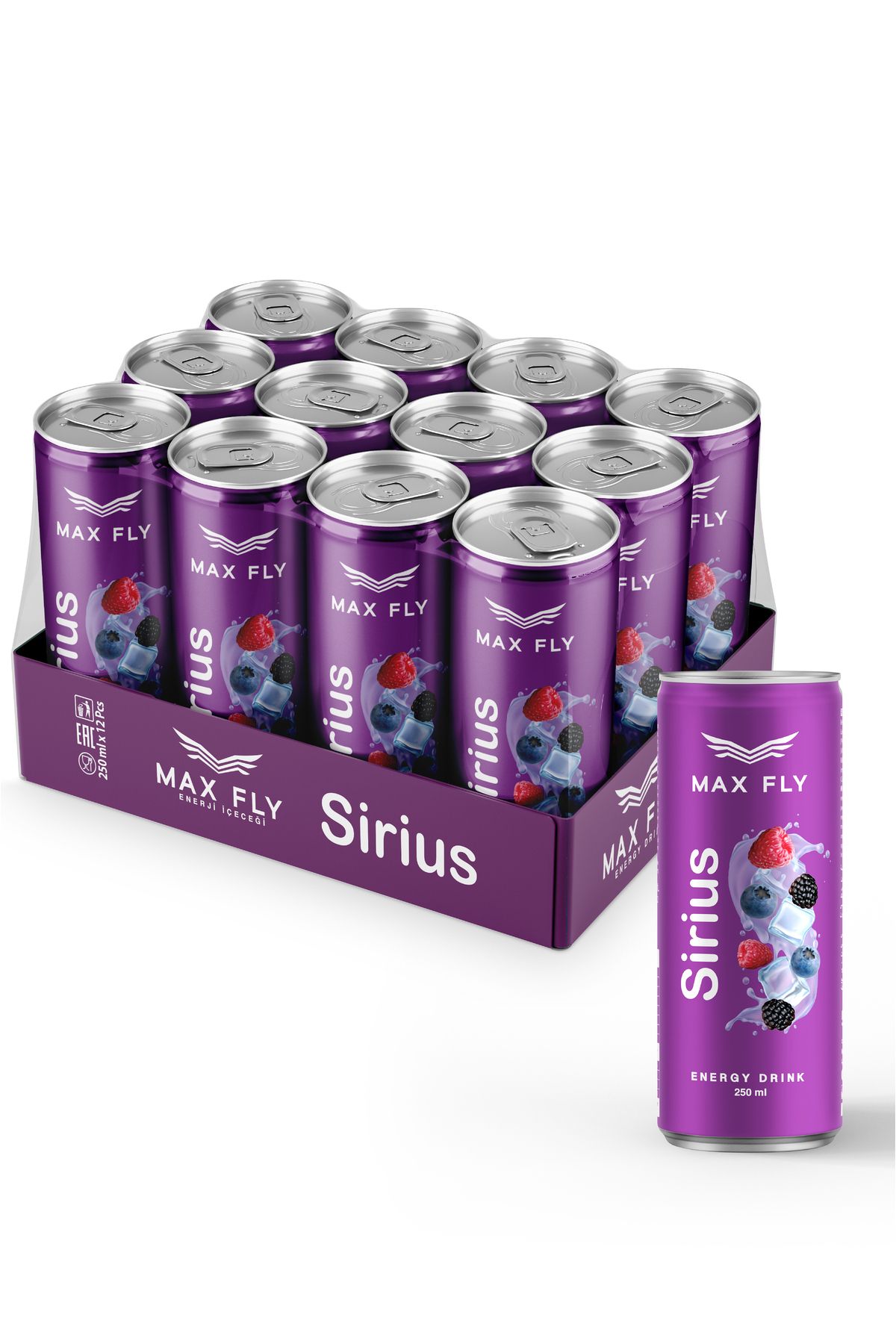 MAX FLY Sirius Enerji Içeceği 250 ml 12 Adet