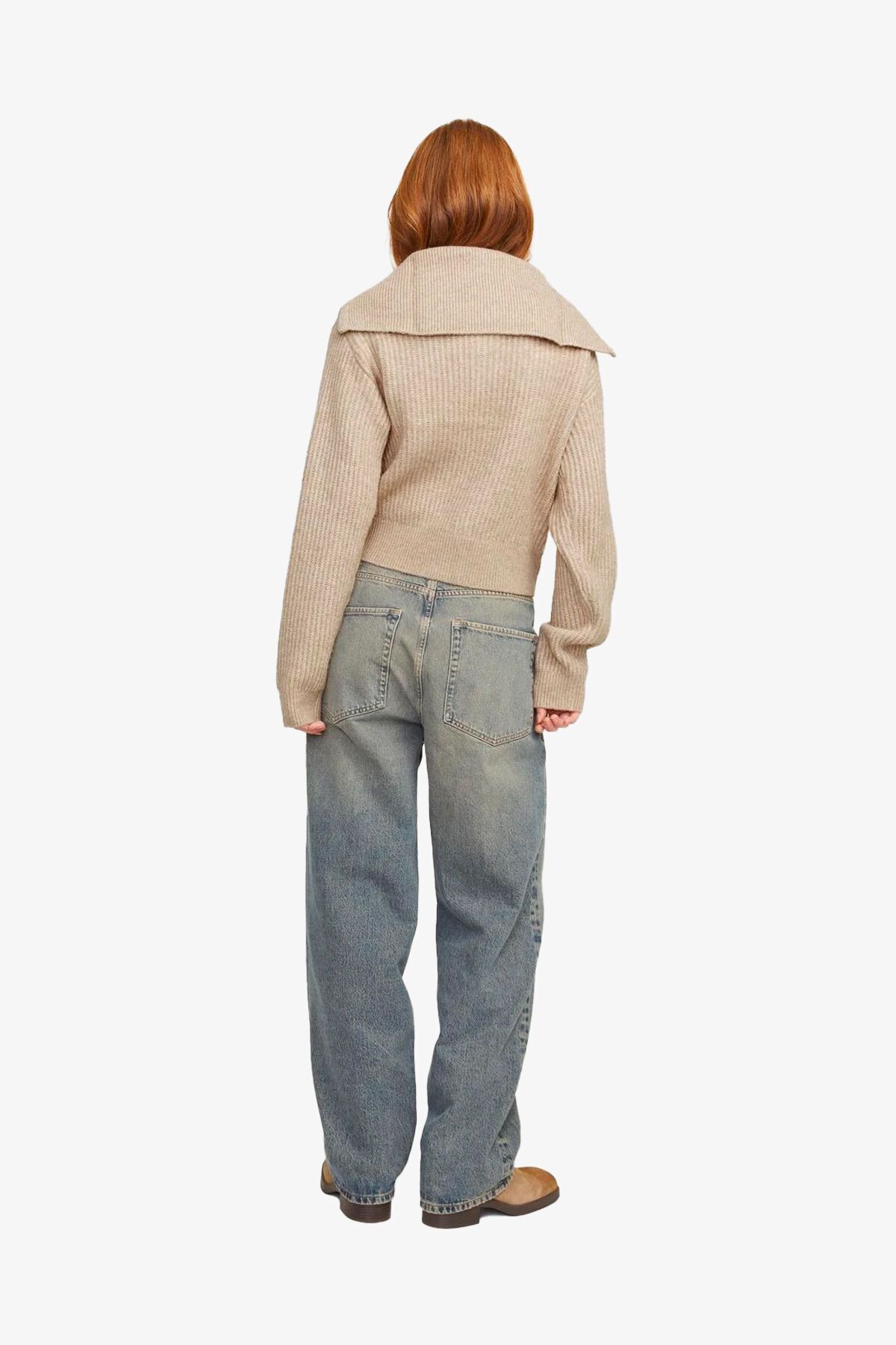 JJXX-Women's Beige Cardigan - Jxgılly Diverse, Zip-Up, Peyote 12255361 5