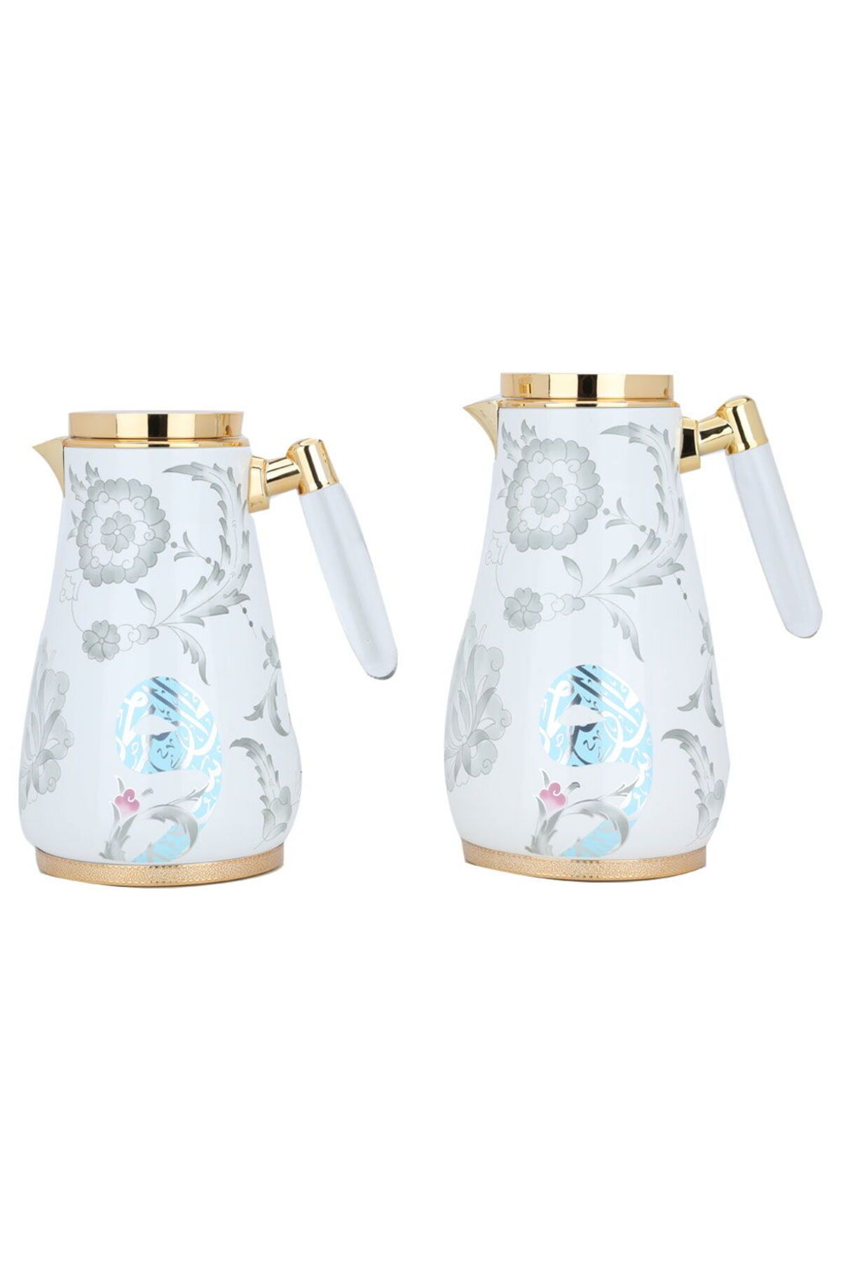 Alsaif Gallery-White Walaa Thermos Set With Gold And Transparent Handle, Two Pieces 3