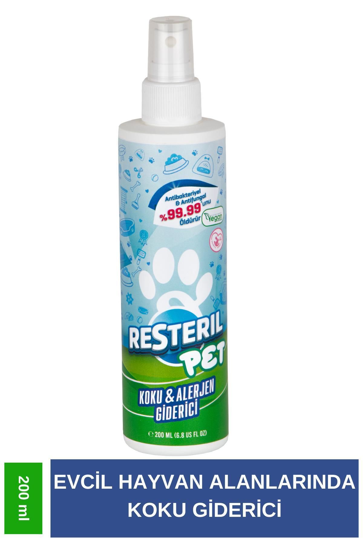 Resteril Antibakteriyel Parfümsüz Kedi Kumu Ve Tuvaleti Koku Giderici Köpek Çiş Alerji Hijyen Spreyi 200ml