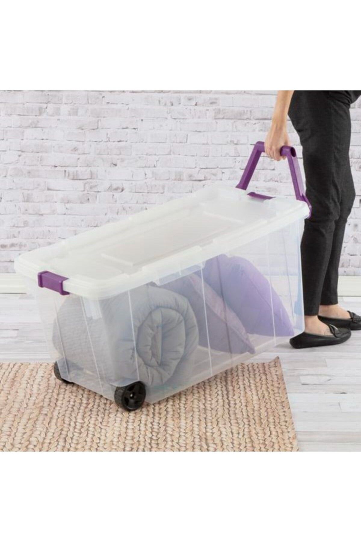 Sterilite-Stackable Space Saving Wheeled Storage Box with Handle 151L 2