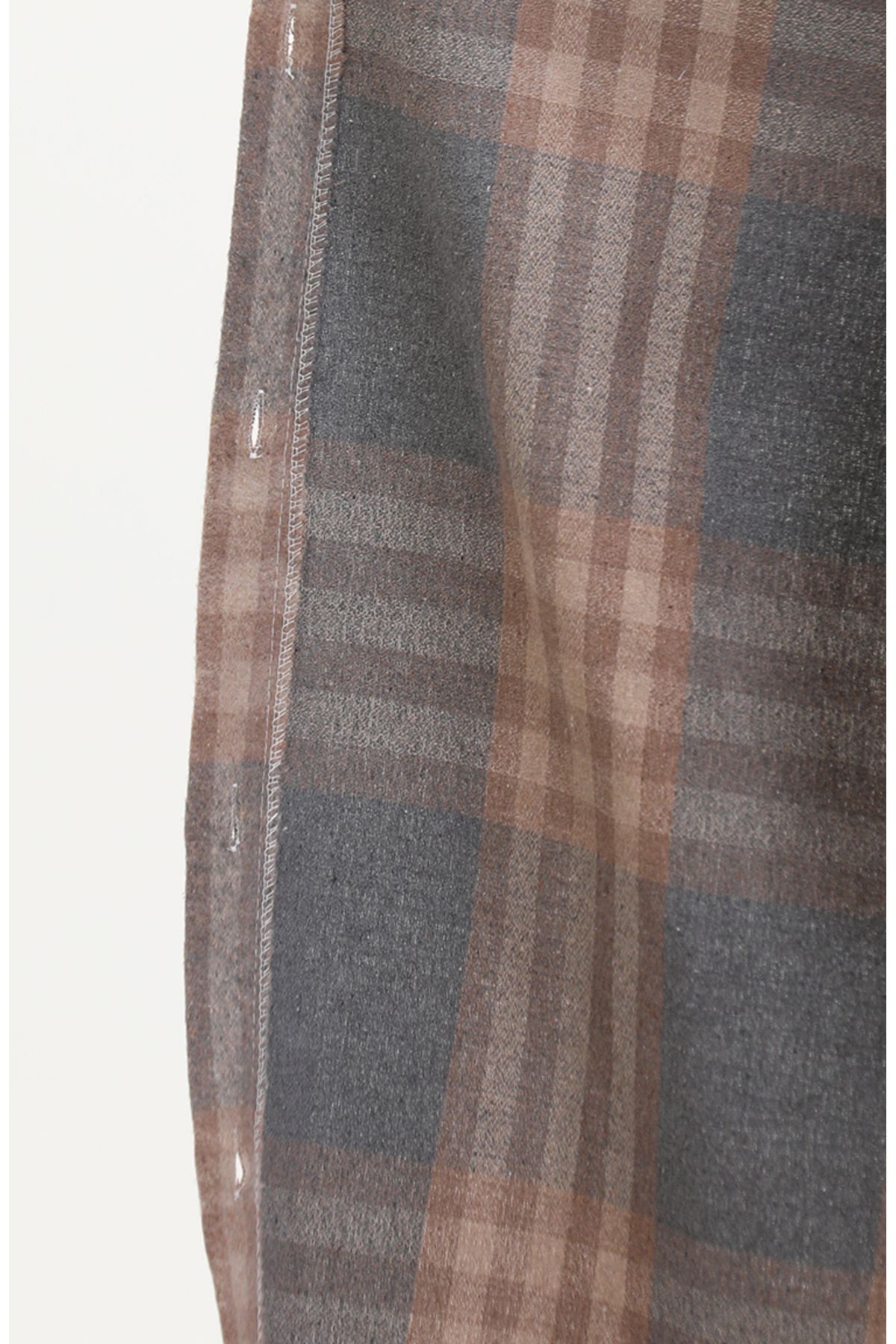 sefamerve-Mink Lumberjack Fabric - Hooded and Buttoned, 0534-01 Model 6