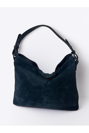 HBS ÇANTA LACİVERT hakiki süet omuz çantası