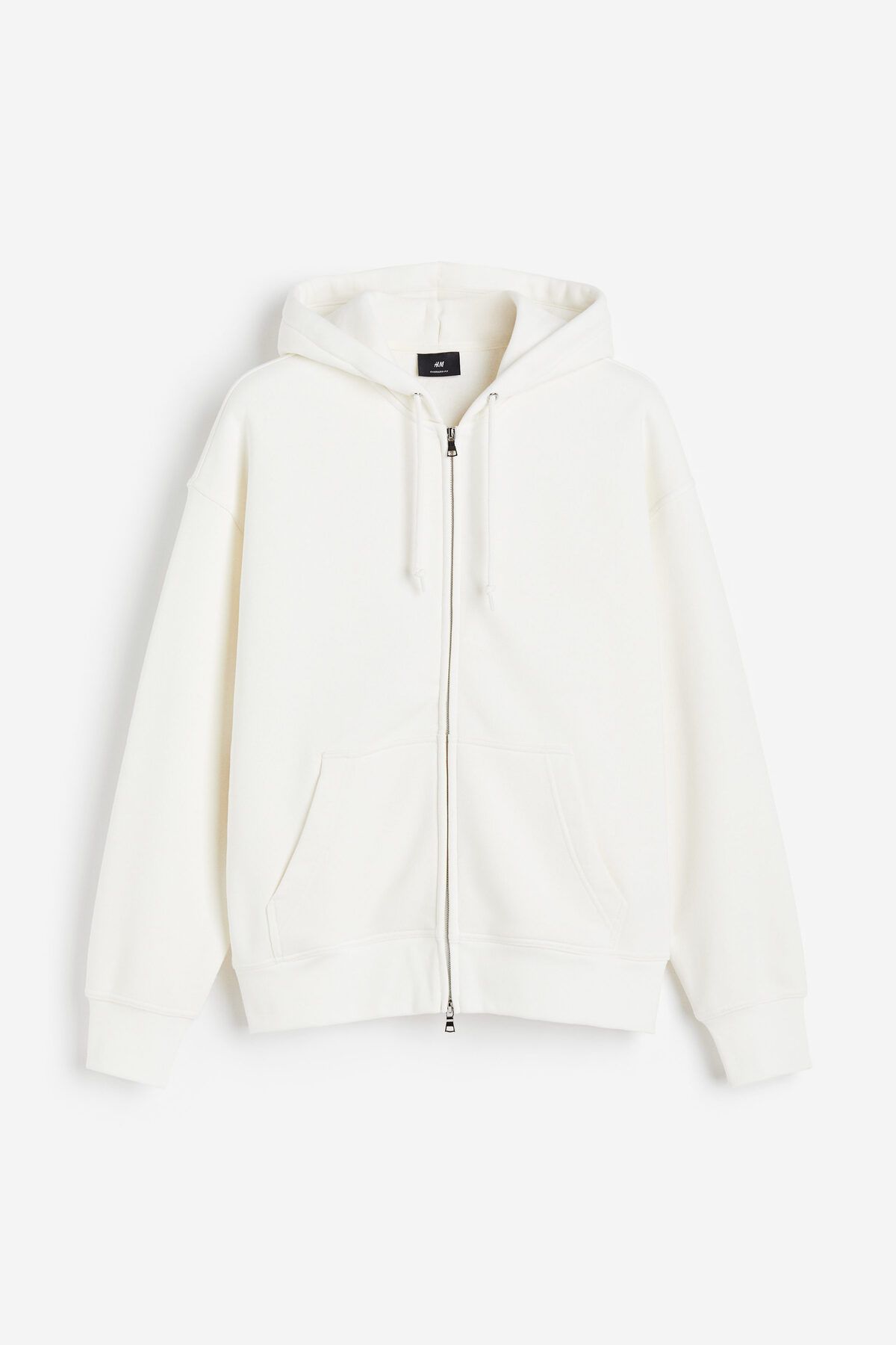 سویشرت سفید مردانه بالای کلاه و زیپ اورجینال H M H&M