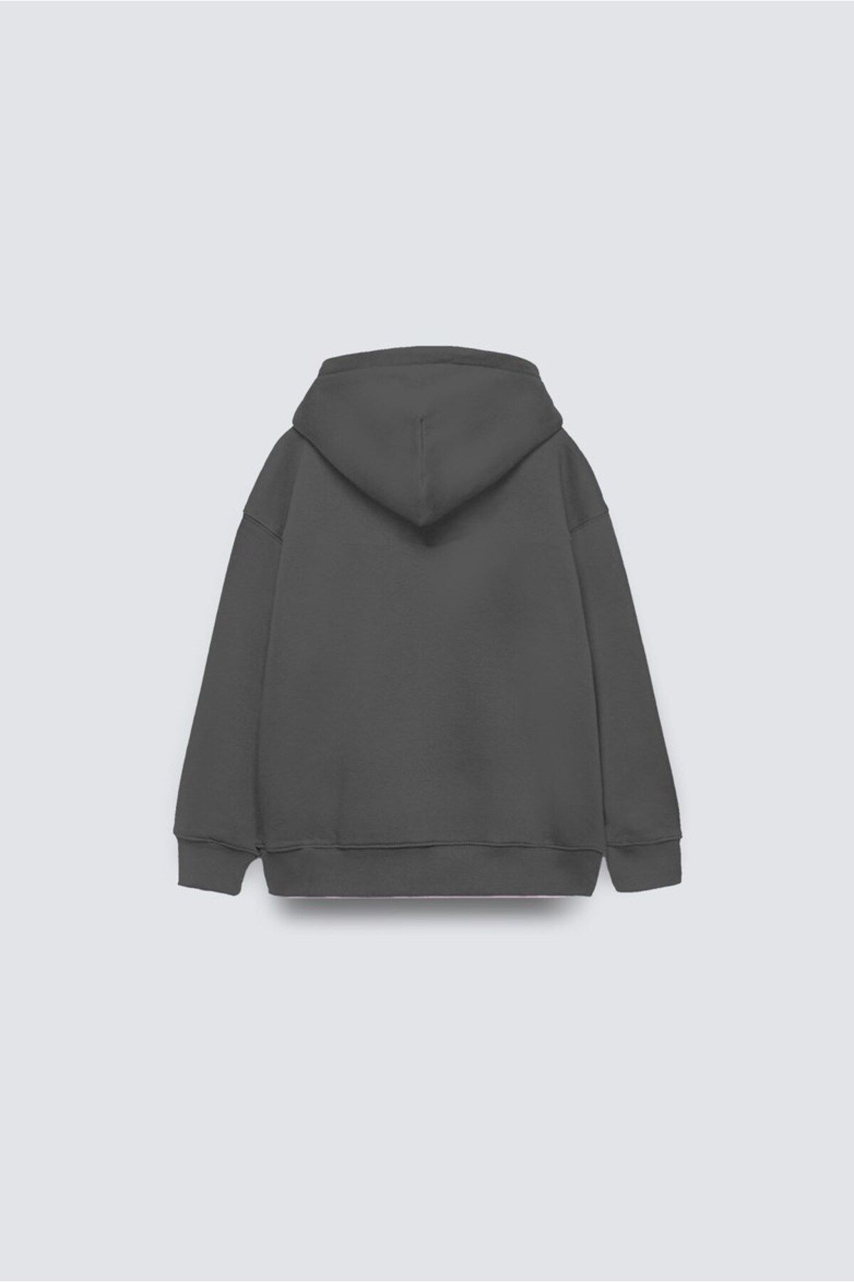 Gia-Art-Smoked Basic Kids Hooded Kangaroo Pocket Detailed Fleece Inside Oversize Sweatshirt 2