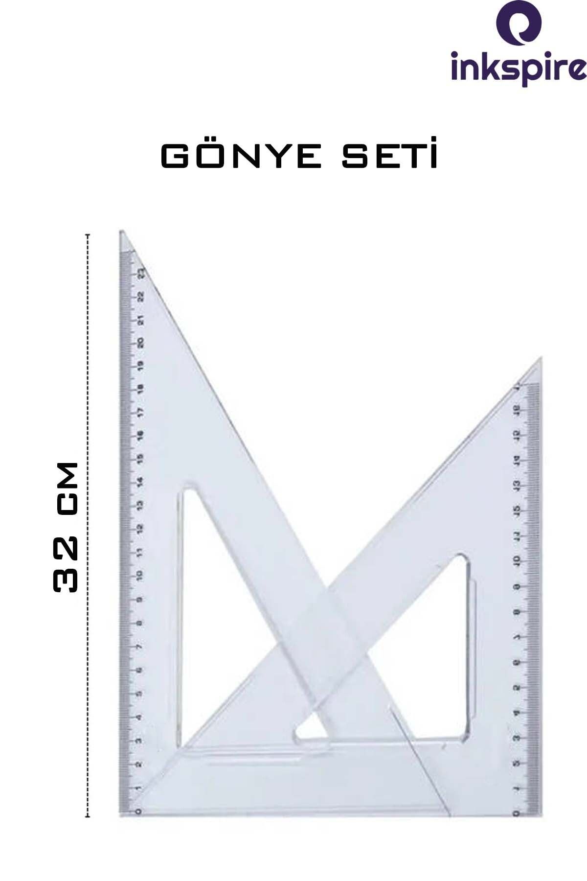 inkspire-Economical 2-Piece Miter Set - 32 Cm, 45-60 Degree, Student Technical Drawing Miter Set 45-45-90 30-60-90 1