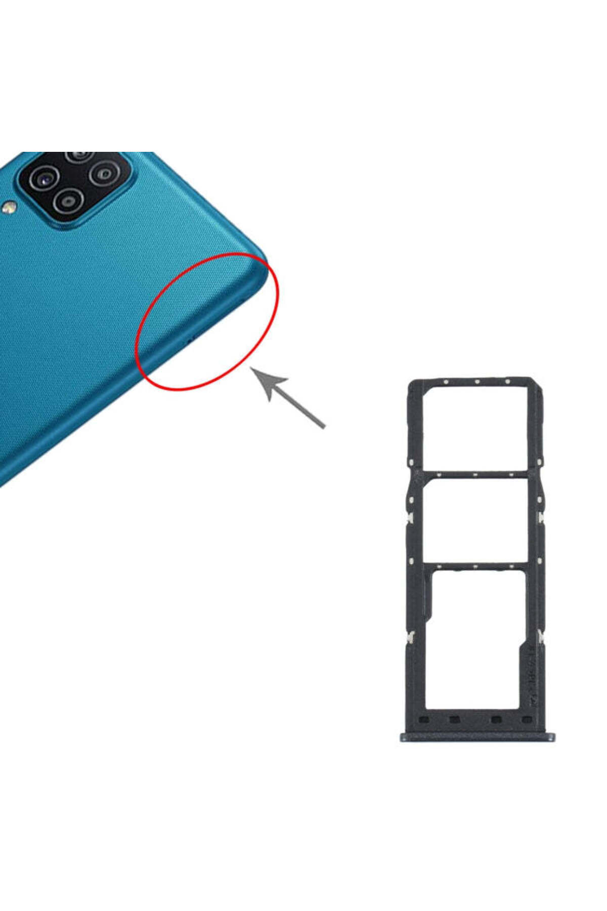 Fodos Samsung Uyumlu Galaxy M12 Sim Kart Tepsisi SM-M127F Siyah