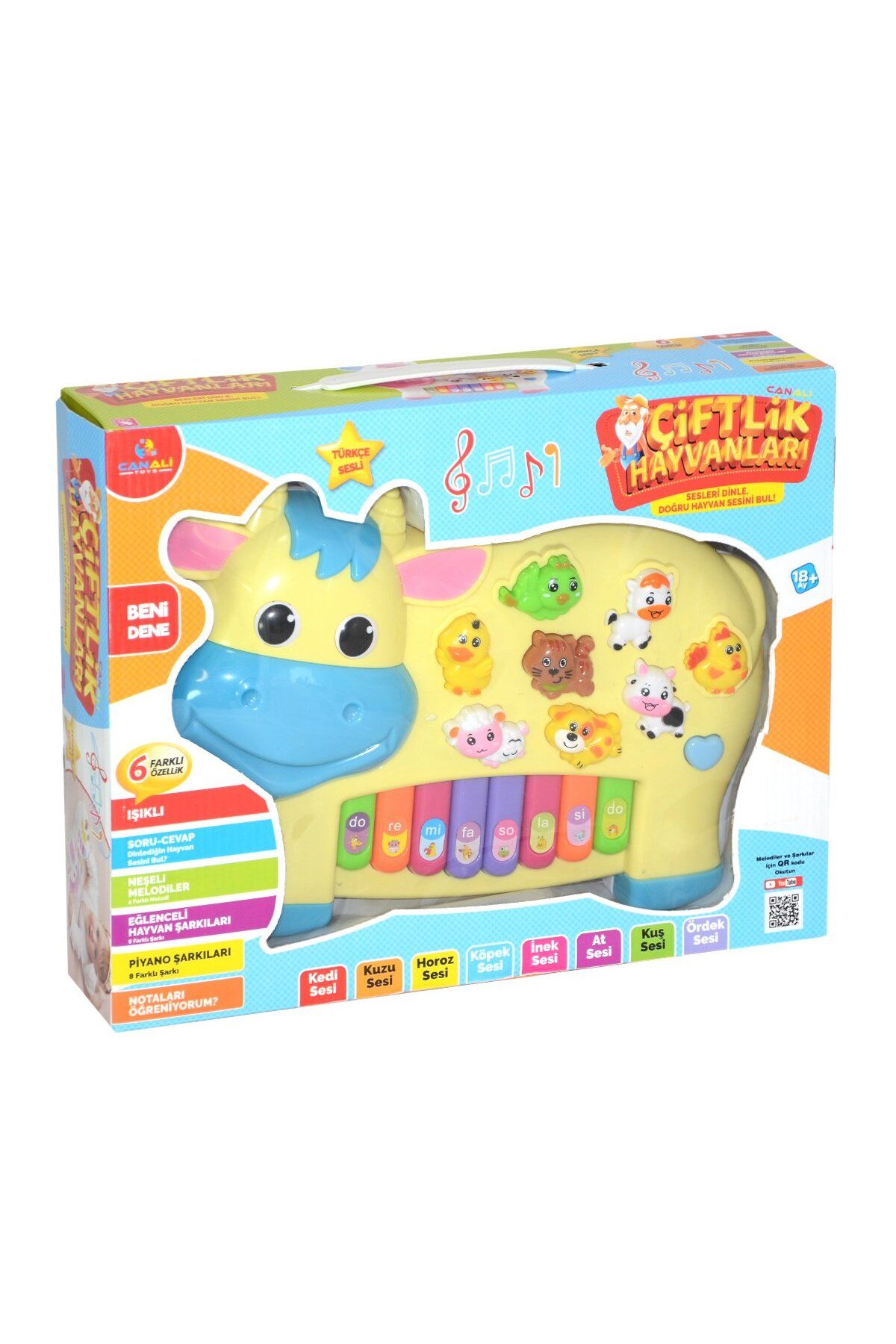 Can Ali Toys Cnl-2222-2223 Türkçe Piano Çiftlik Hayvanları