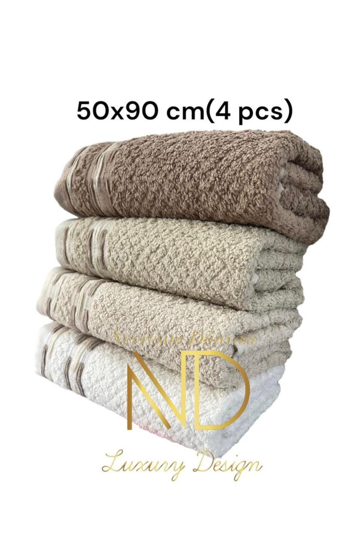 Nevresim Dünyası-Basic Beige 4-Piece 50X90Cm Towel Set 1