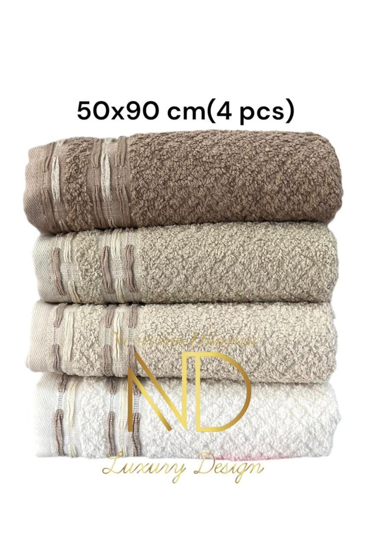 Nevresim Dünyası-Basic Beige 4-Piece 50X90Cm Towel Set 3