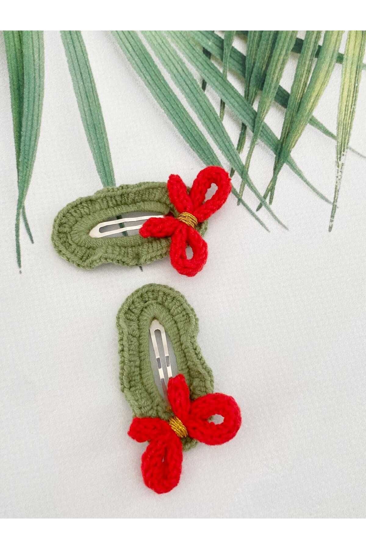 Kadın Girişimciler Atölyesi-New Year's Themed Red Bow 2-Piece Snap Buckle (Suitable for Any Age Group Use) 3