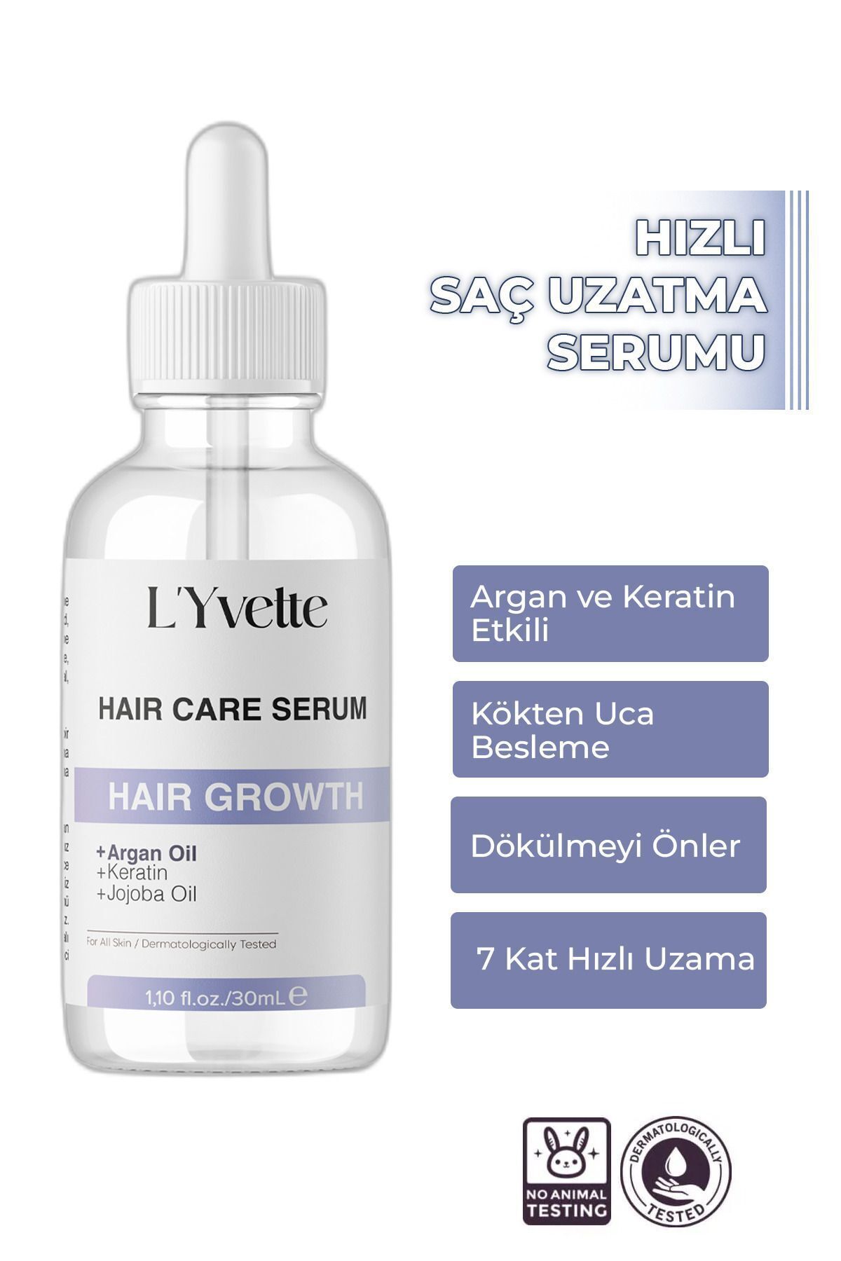 LYvette Yavaş Uzayan Ve Aşırı Yıpranmış Saçlar Için Saç Uzatma Serumu Argan Ve Keratin Özlü