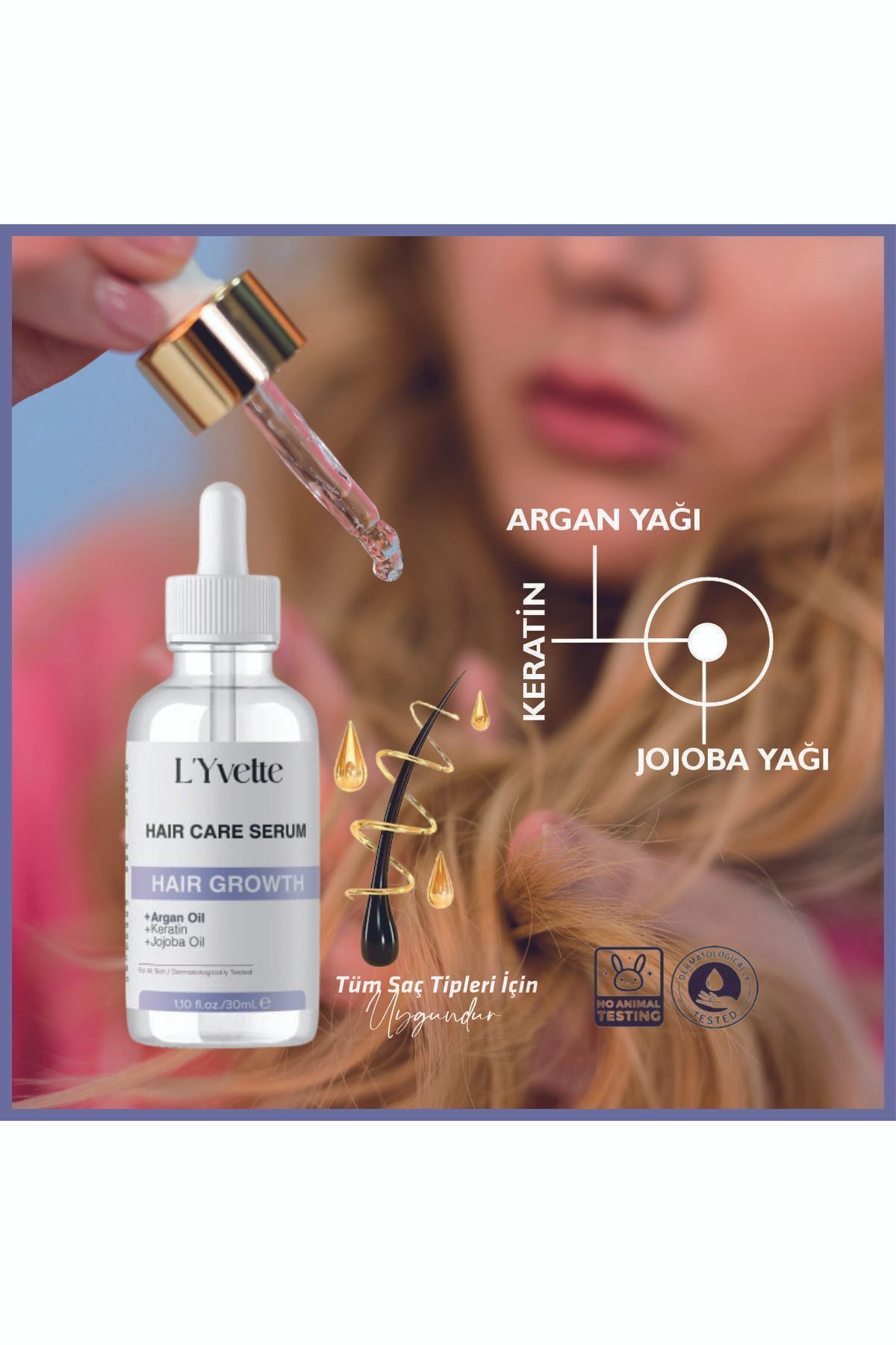 LYvette Yavaş Uzayan Ve Aşırı Yıpranmış Saçlar Için Saç Uzatma Serumu Argan Ve Keratin Özlü-3